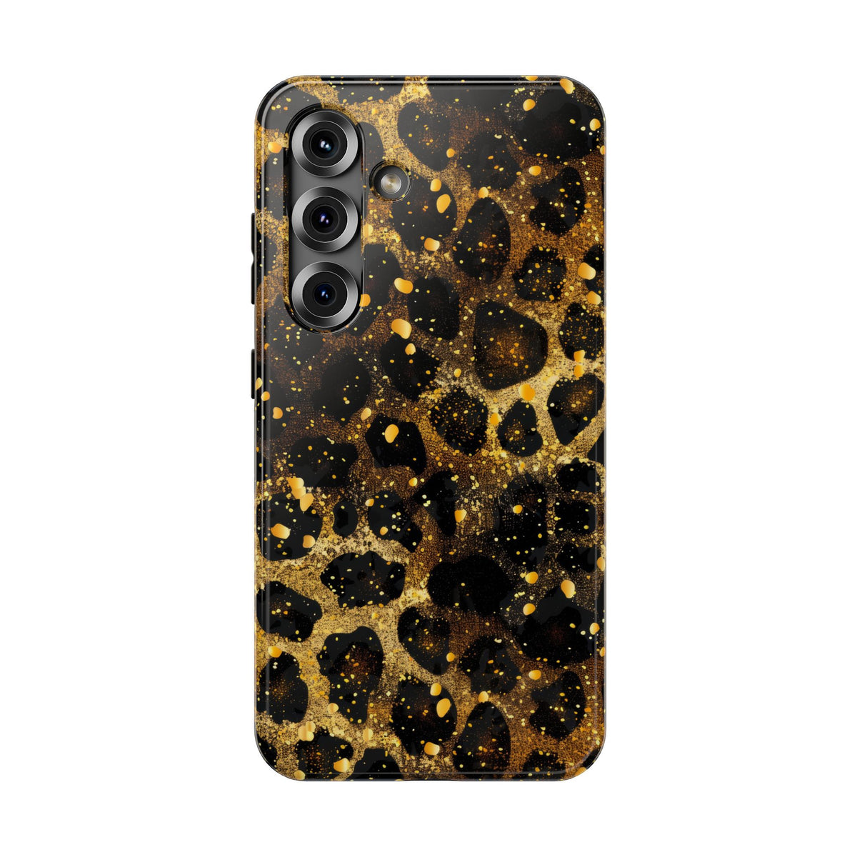 Gilded Leopard protective phone case for Samsung Galaxy S25, glossy finish