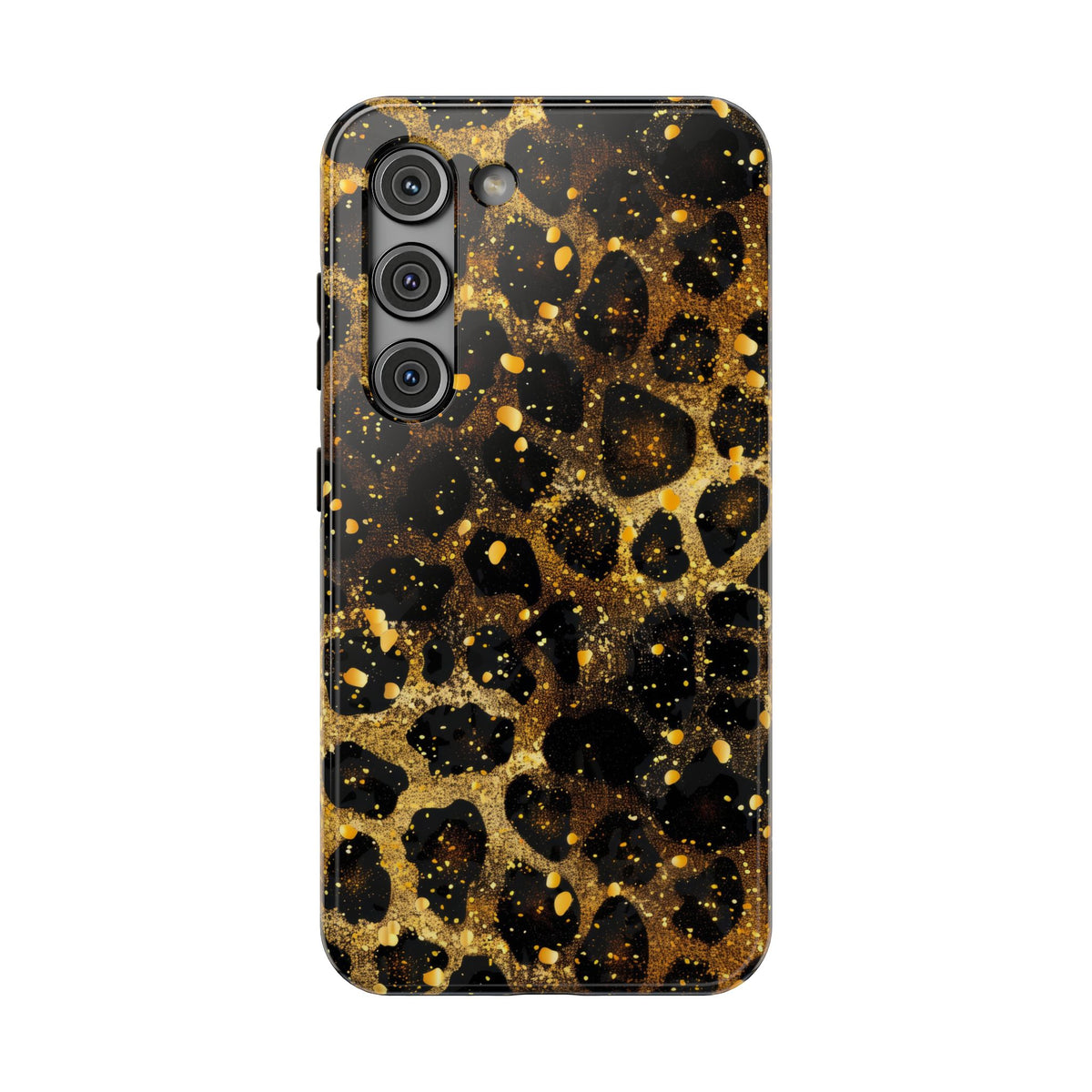 Gilded Leopard protective phone case for Samsung Galaxy S23, glossy finish