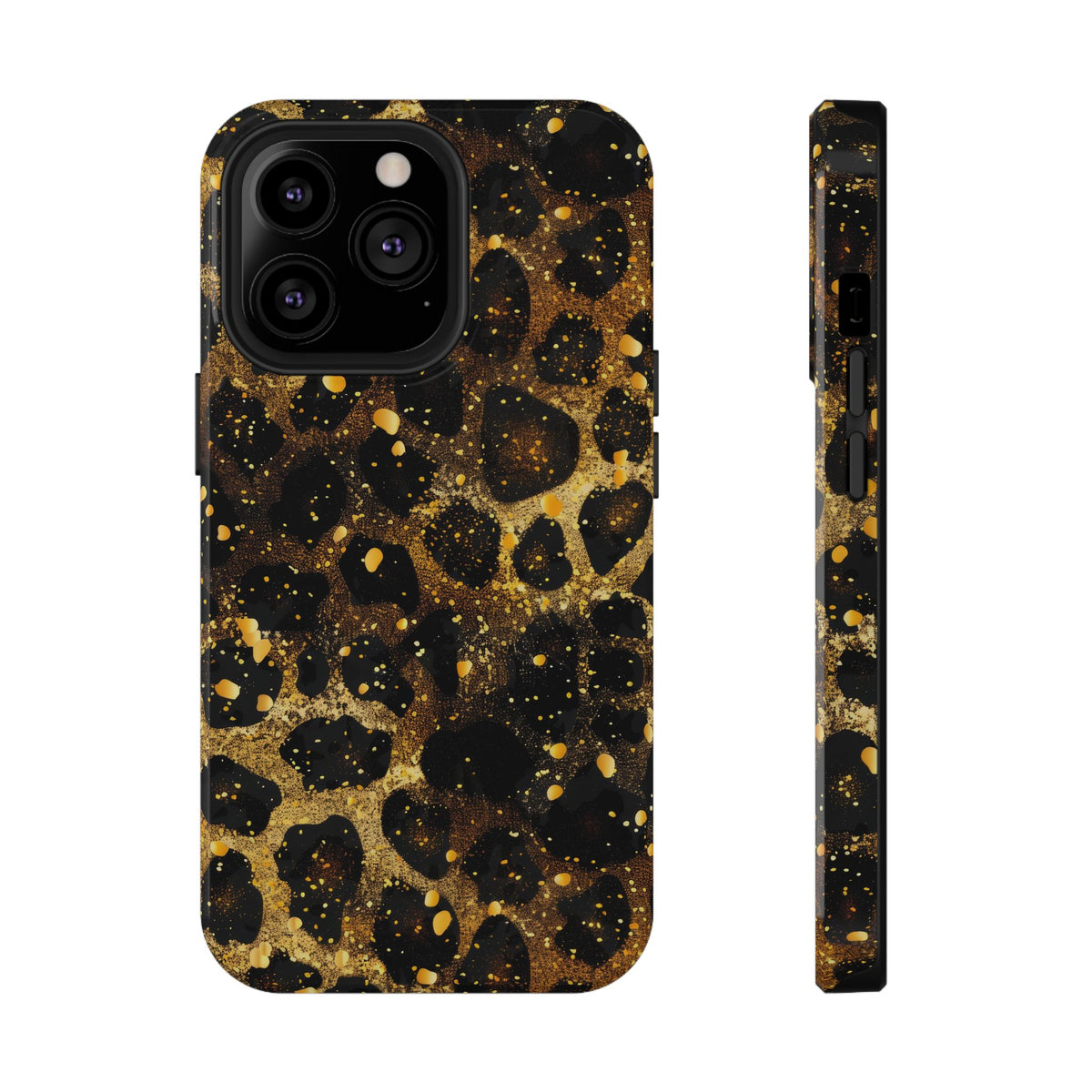 Gilded Leopard protective phone case for iPhone 13 Pro, glossy finish