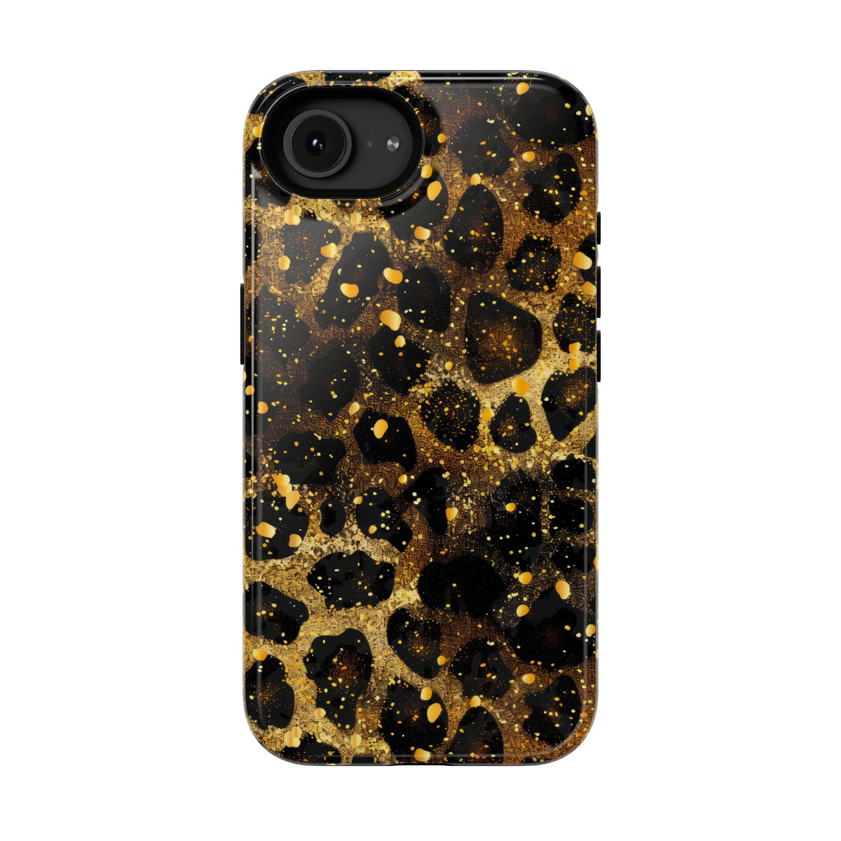 Gilded Leopard protective phone case for iPhone 16e, glossy finish