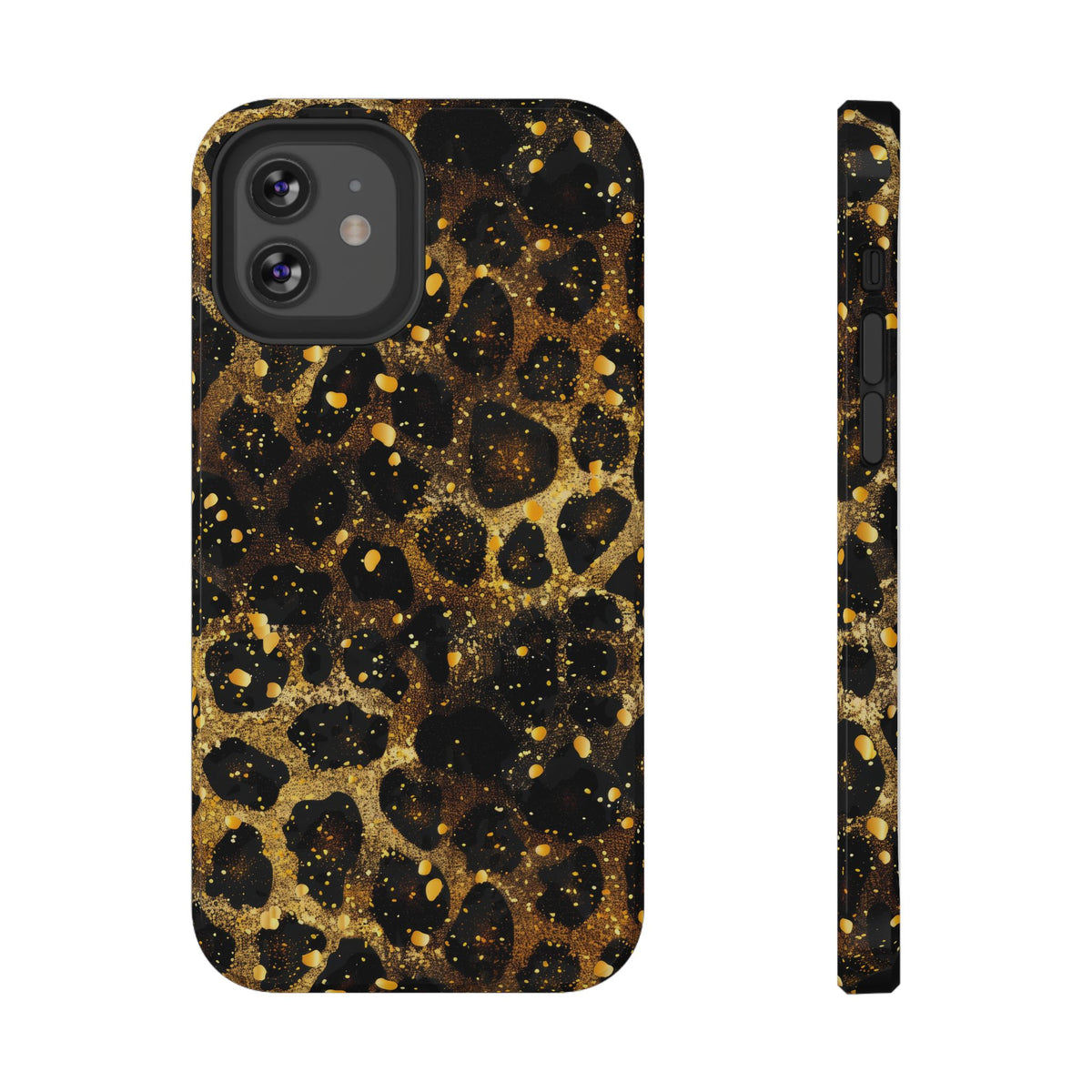 Gilded Leopard protective phone case for iPhone 12, glossy finish