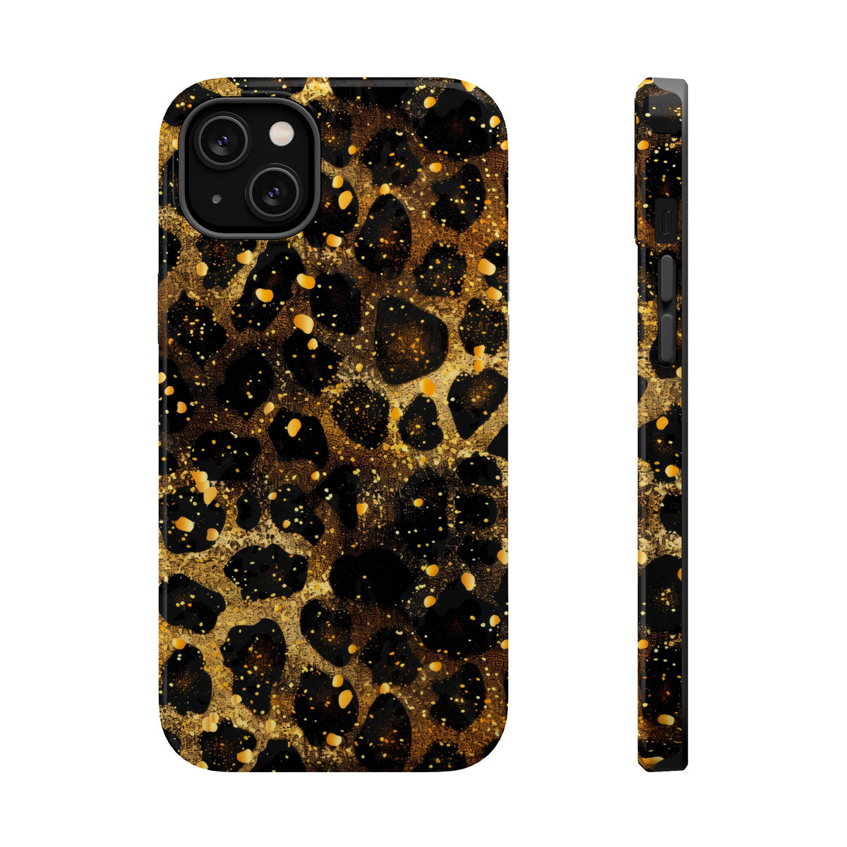 Gilded Leopard MagSafe case for iPhone 14 Plus, glossy finish