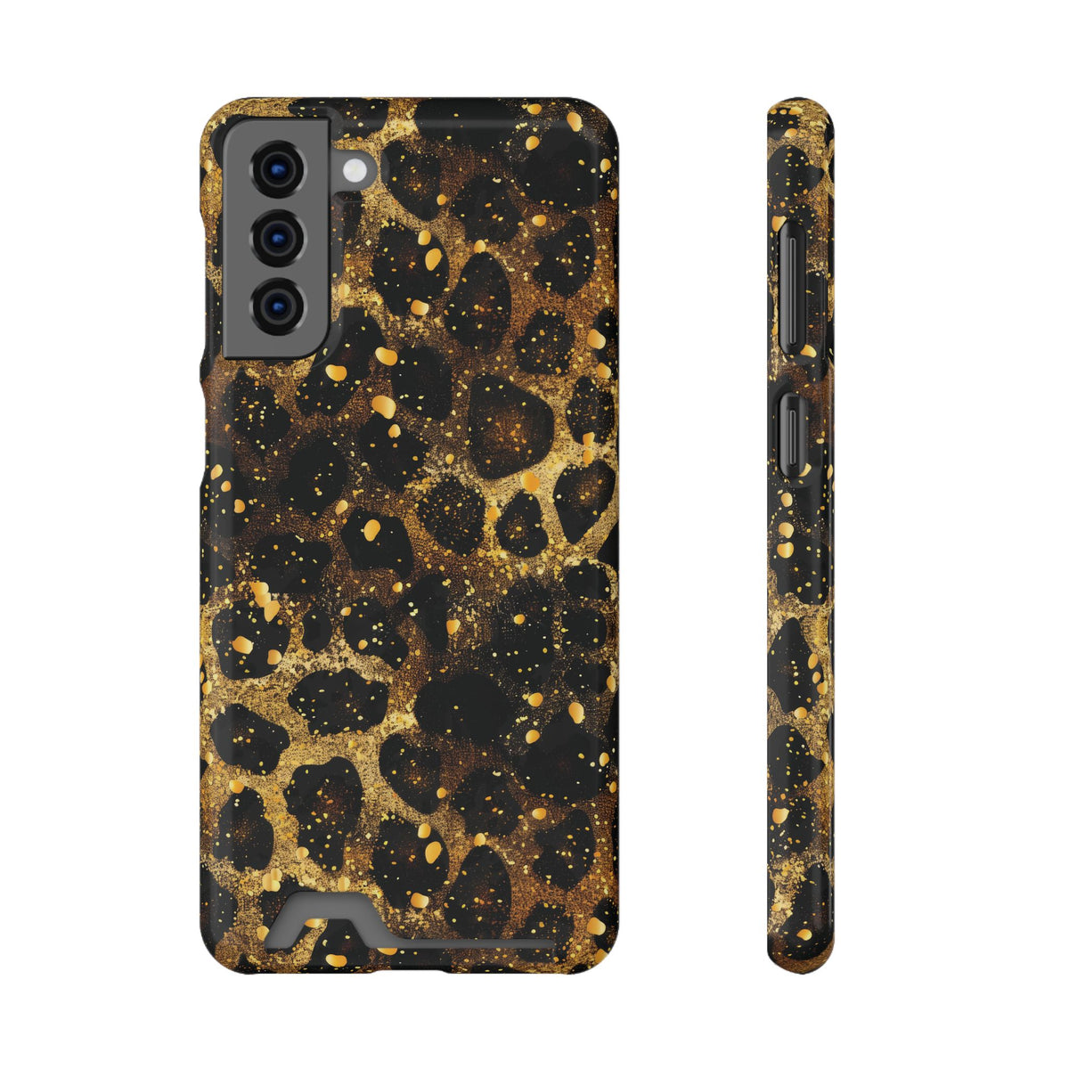 Gilded Leopard phone case with card holder for Samsung Galaxy S21 Plus, glossy finish