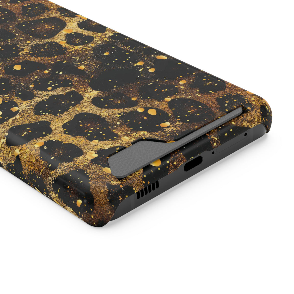Gilded Leopard phone case with card holder for Samsung Galaxy S21 Ultra, glossy finish