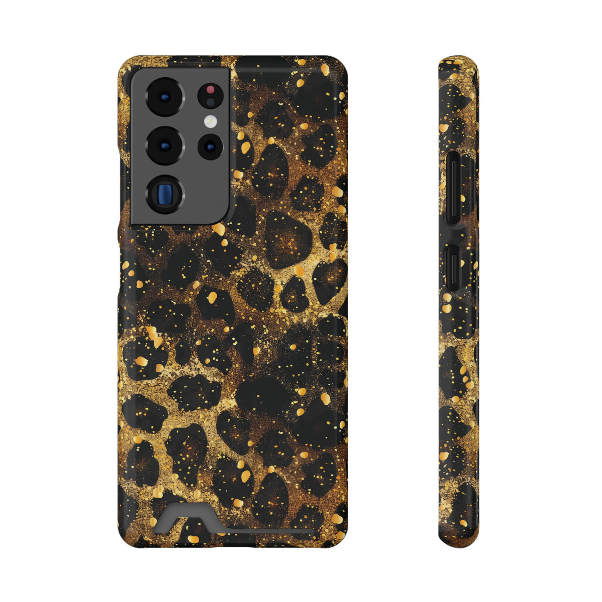 Gilded Leopard phone case with card holder for Samsung Galaxy S22 Plus, glossy finish
