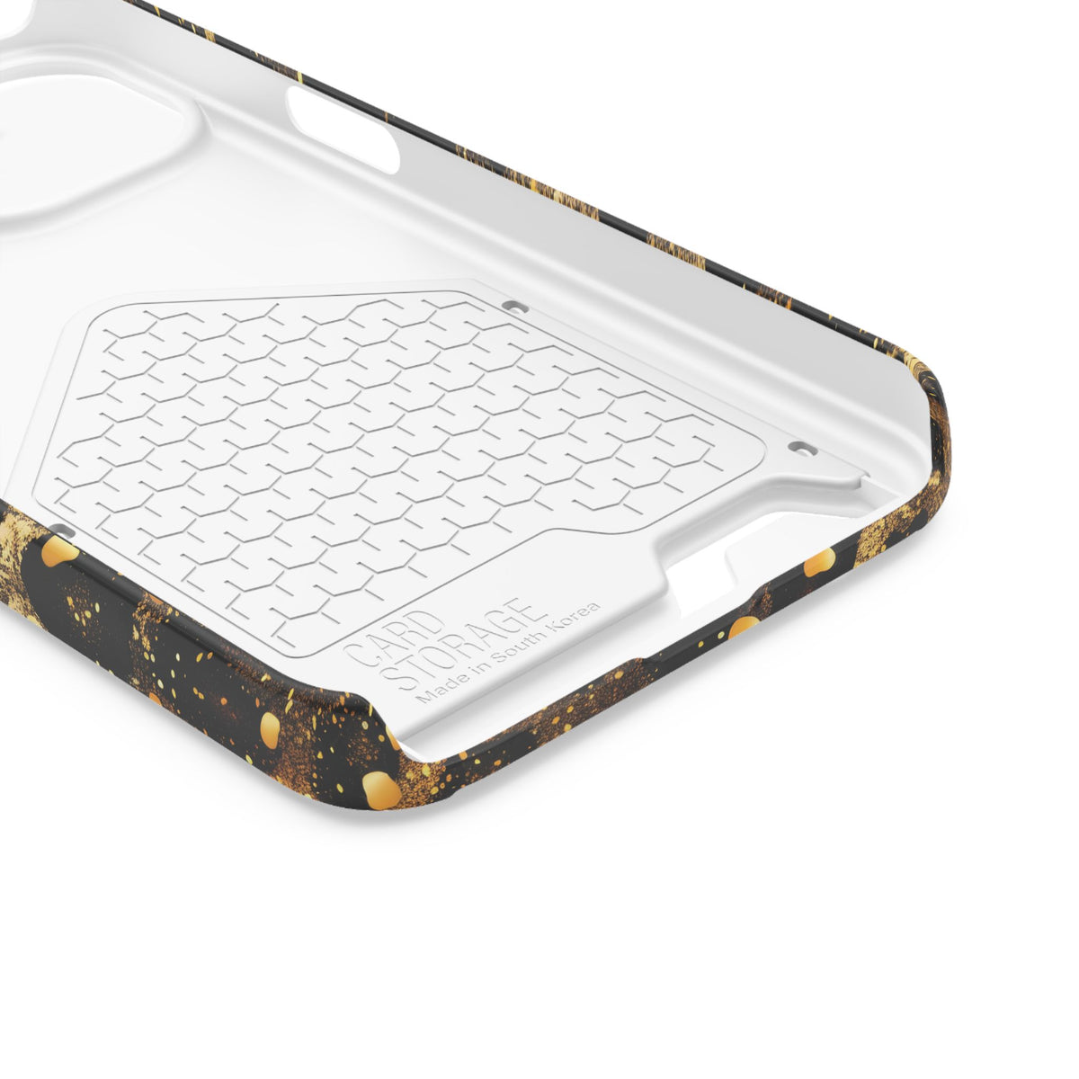 Gilded Leopard phone case with card holder for iPhone 13, glossy finish