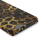 Gilded Leopard phone case with card holder, close-up of the card slot