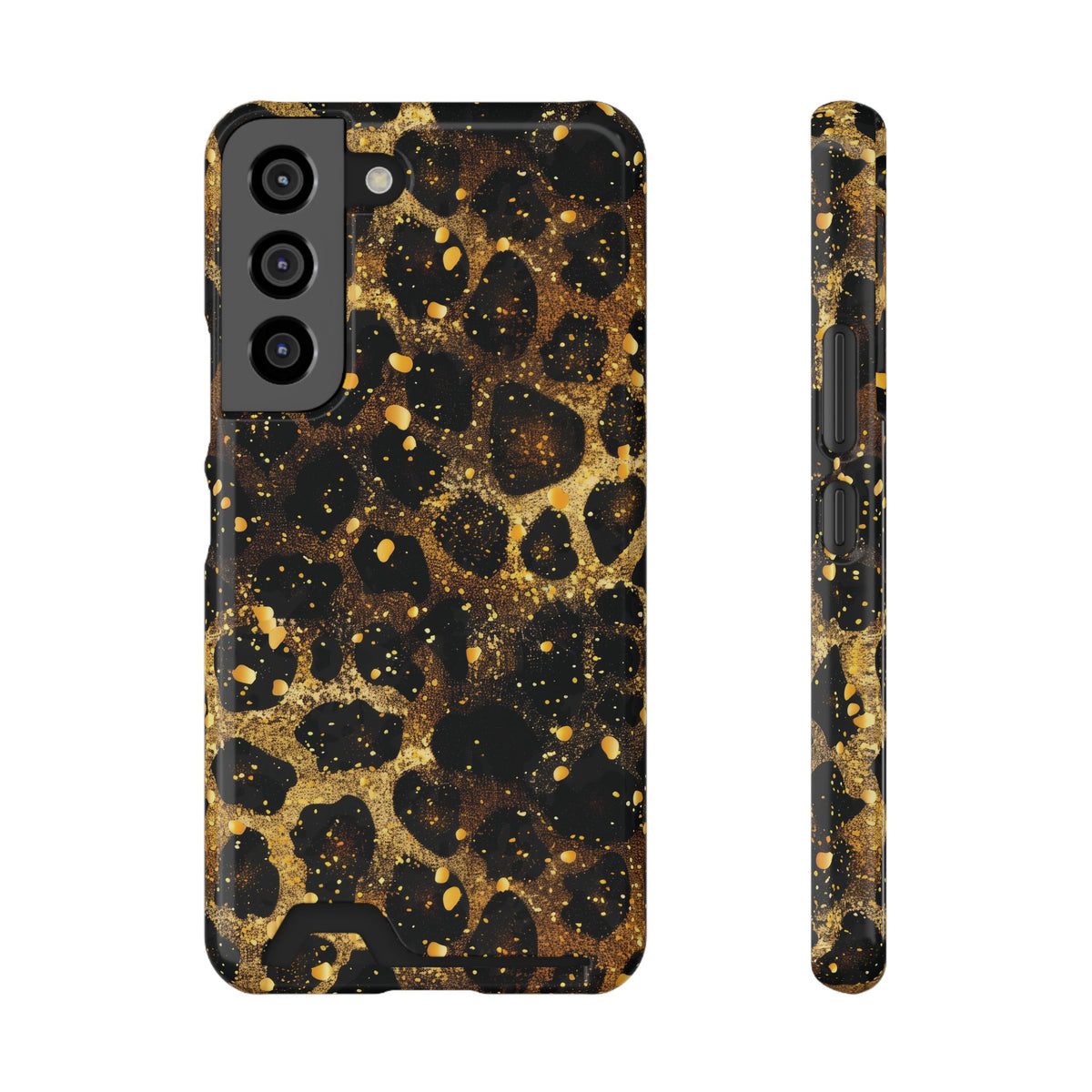 Gilded Leopard phone case with card holder for Samsung Galaxy S22, glossy finish