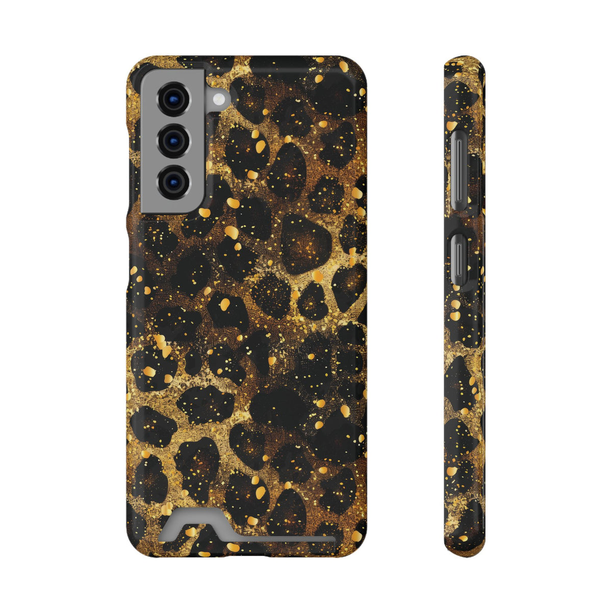 Gilded Leopard phone case with card holder for Samsung Galaxy S21, glossy finish