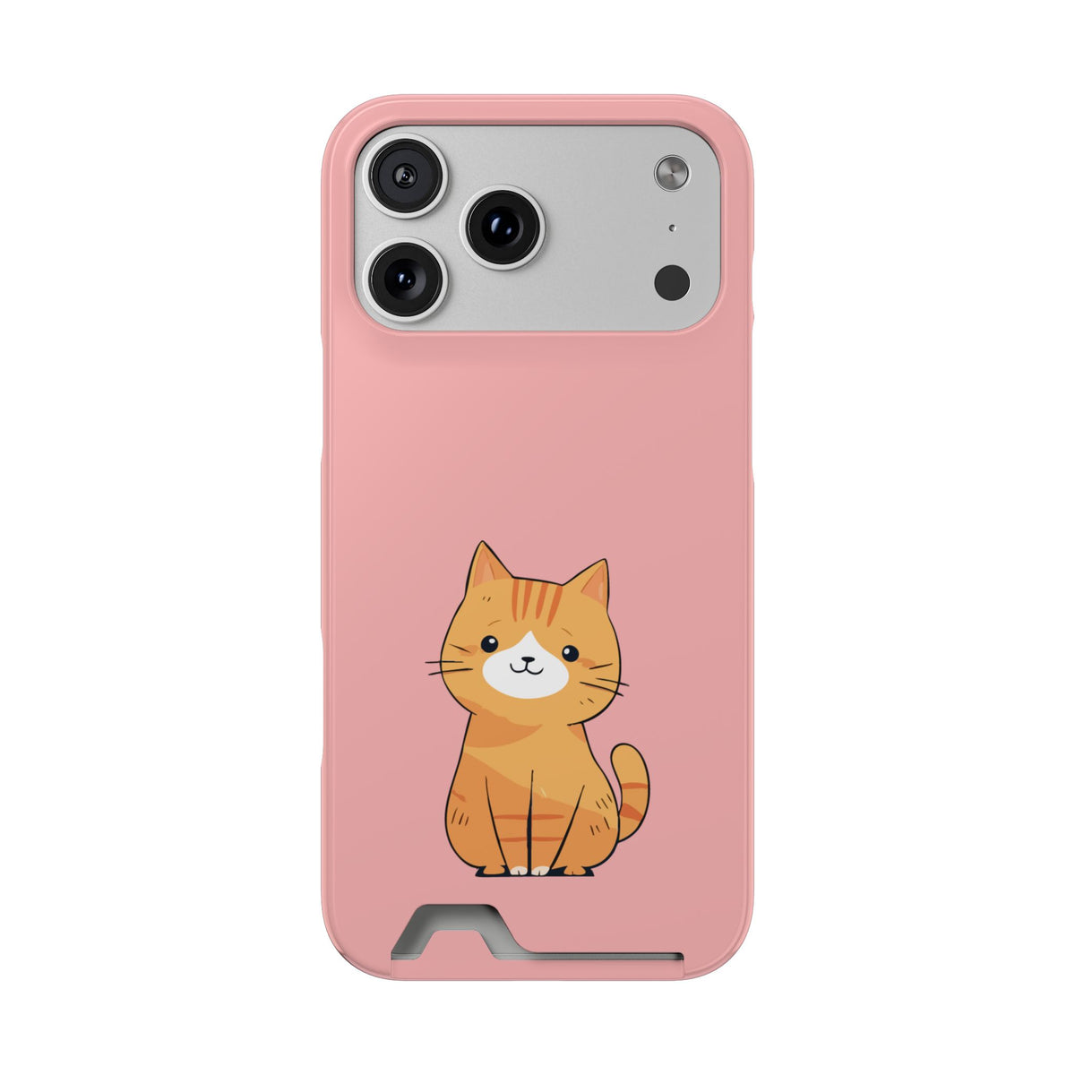 Ginger Kitten phone case with card holder for iPhone 17 Pro Max, glossy finish