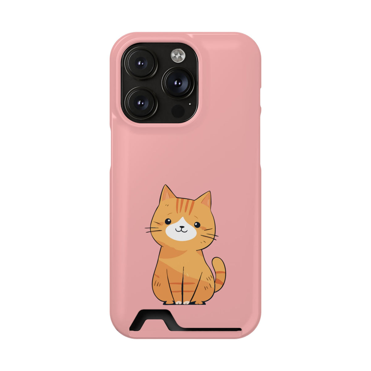 Ginger Kitten phone case with card holder for iPhone 14 Pro, glossy finish