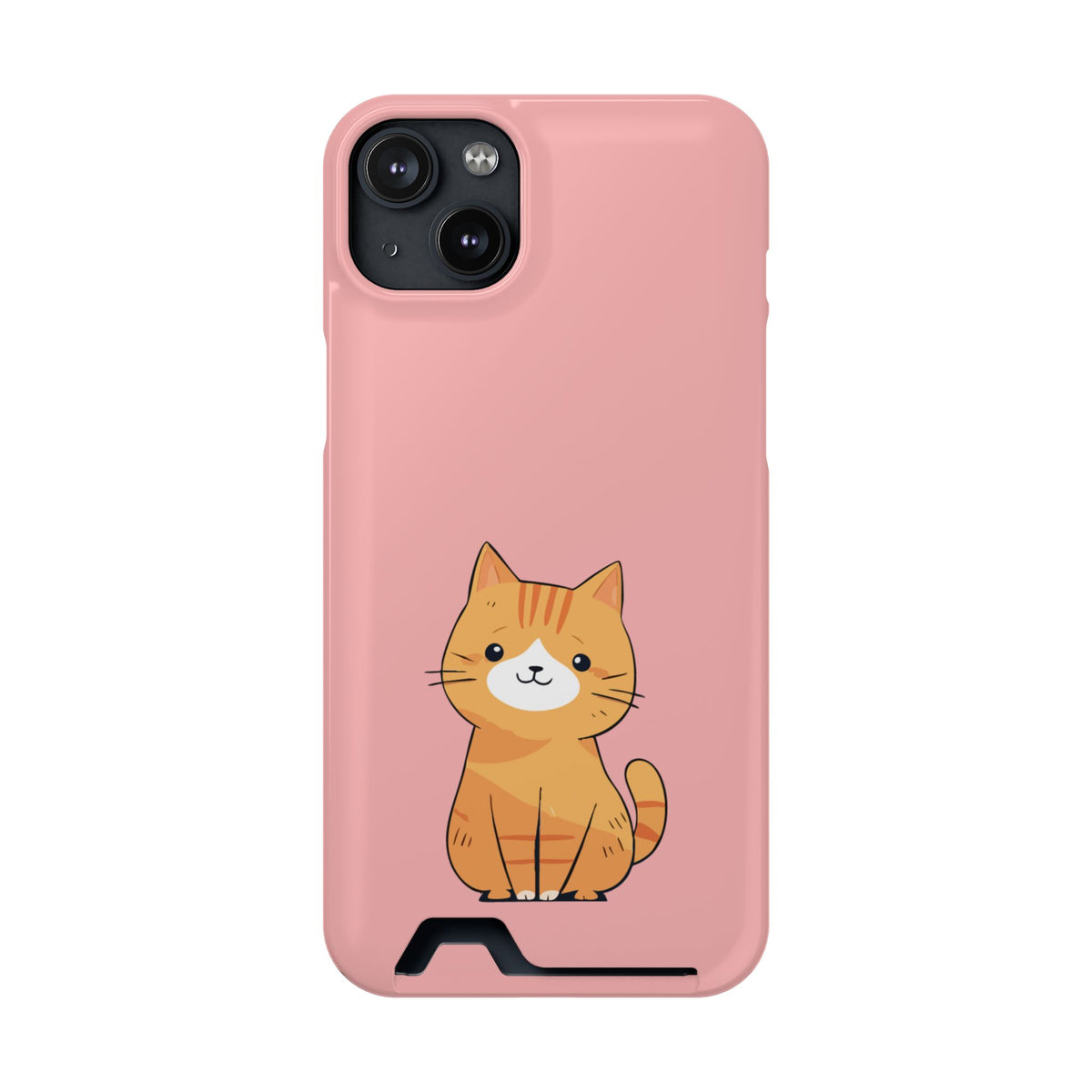 Ginger Kitten phone case with card holder for iPhone 14 Plus, glossy finish
