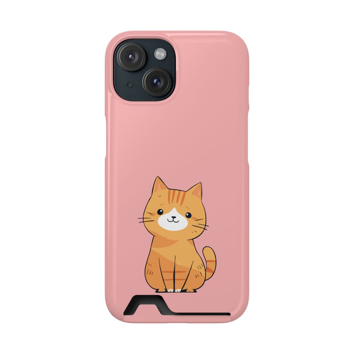 Ginger Kitten phone case with card holder for iPhone 15, glossy finish