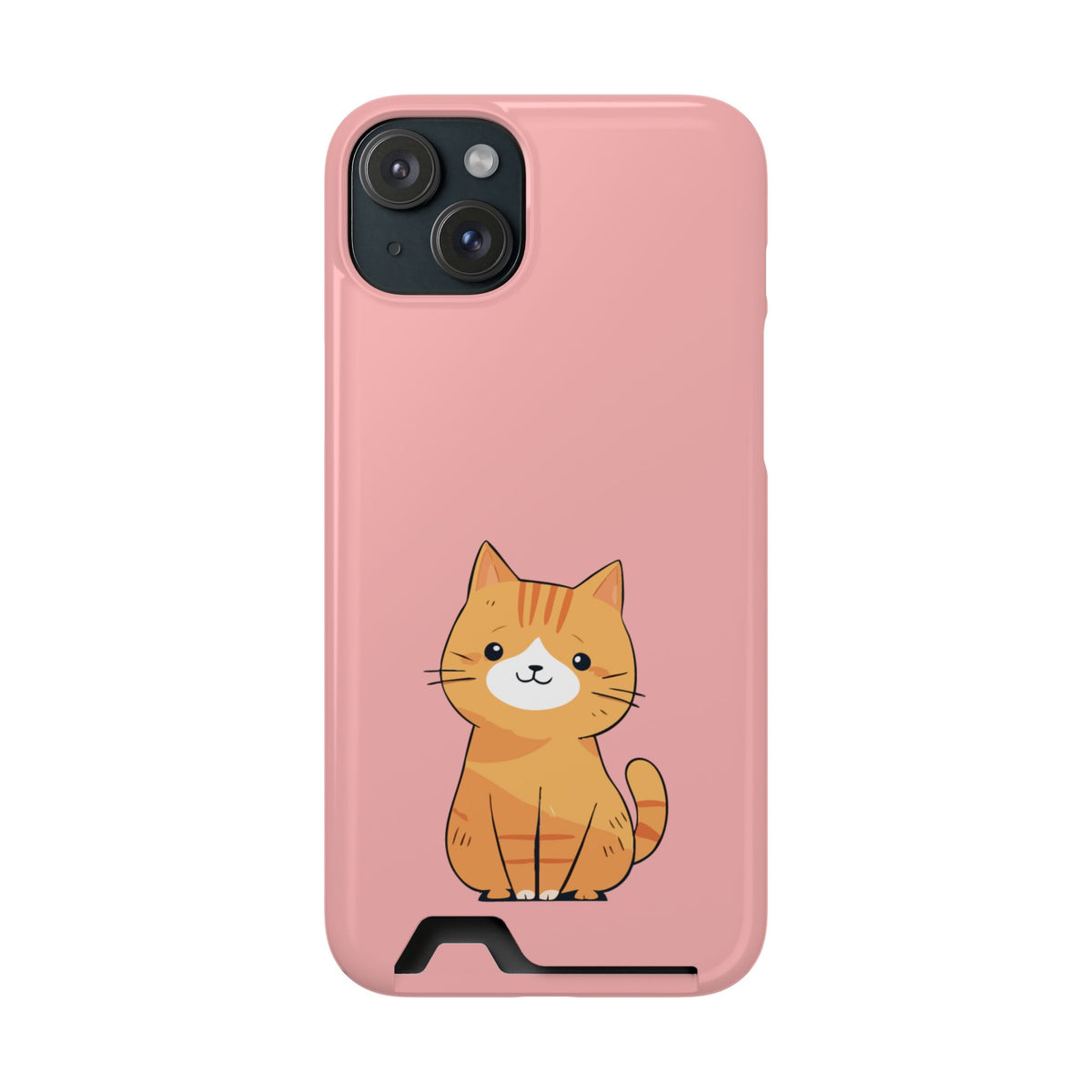 Ginger Kitten phone case with card holder for iPhone 15 Plus, glossy finish