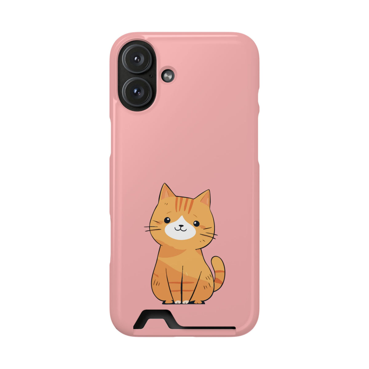 Ginger Kitten phone case with card holder for iPhone 16 Plus, glossy finish