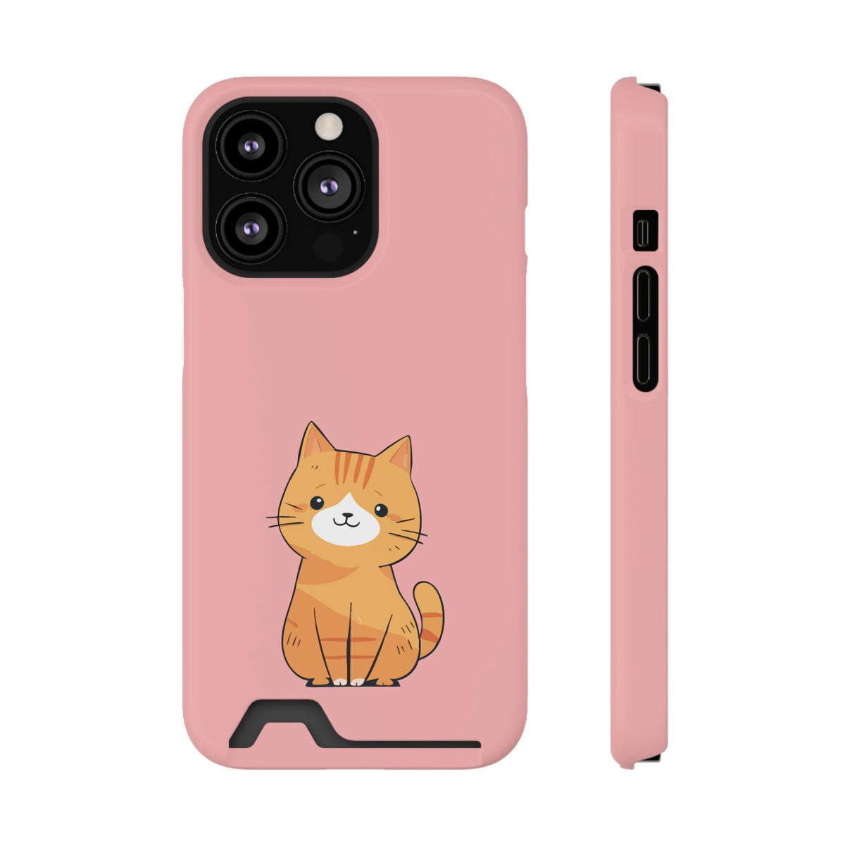 Ginger Kitten phone case with card holder for iPhone 13 Pro, glossy finish
