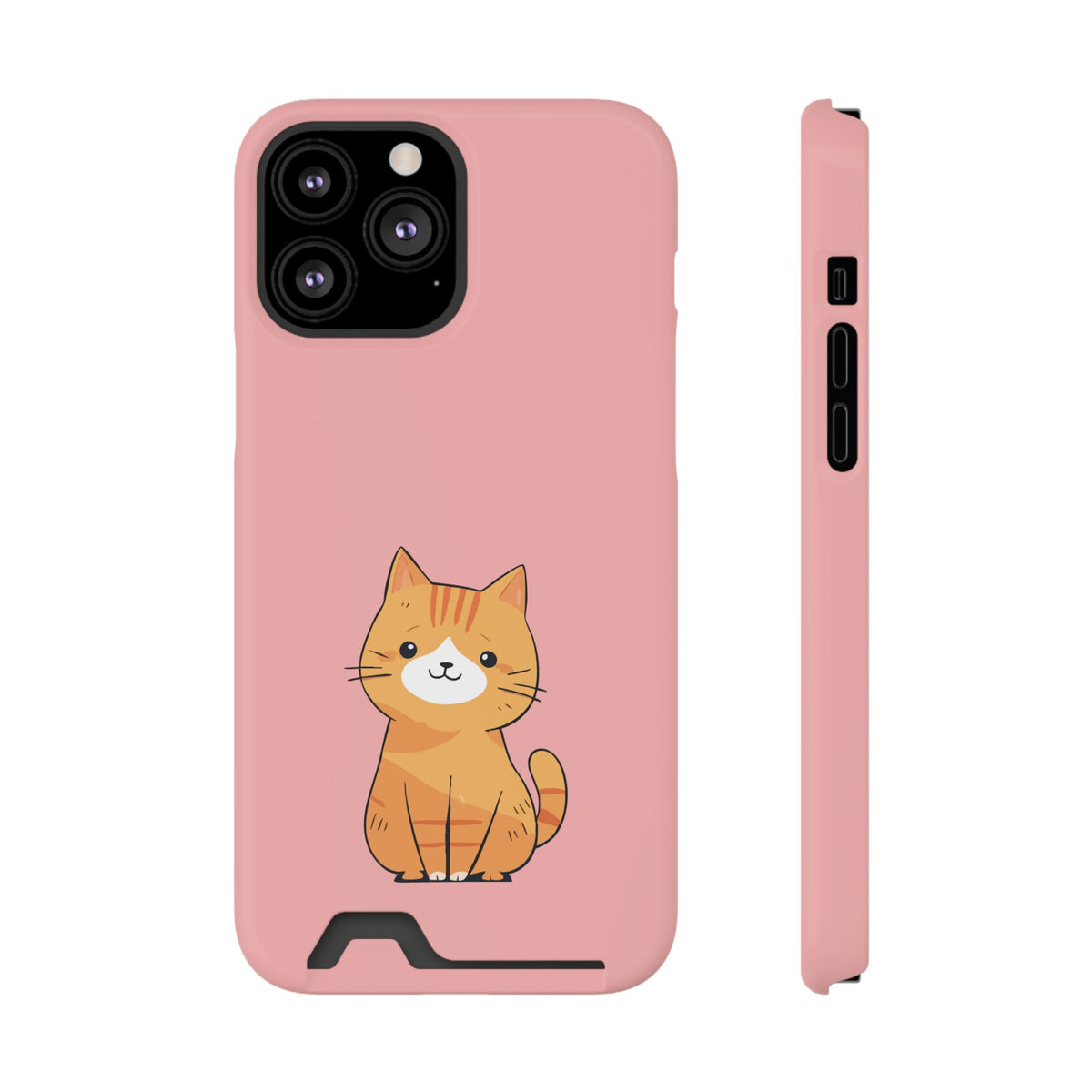 Ginger Kitten phone case with card holder for iPhone 13 Pro Max, glossy finish