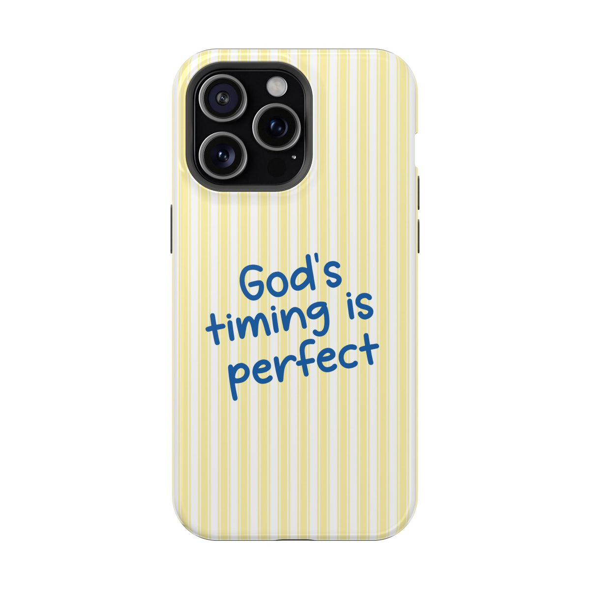 God's Timing protective phone case for iPhone 15 Pro Max, glossy finish
