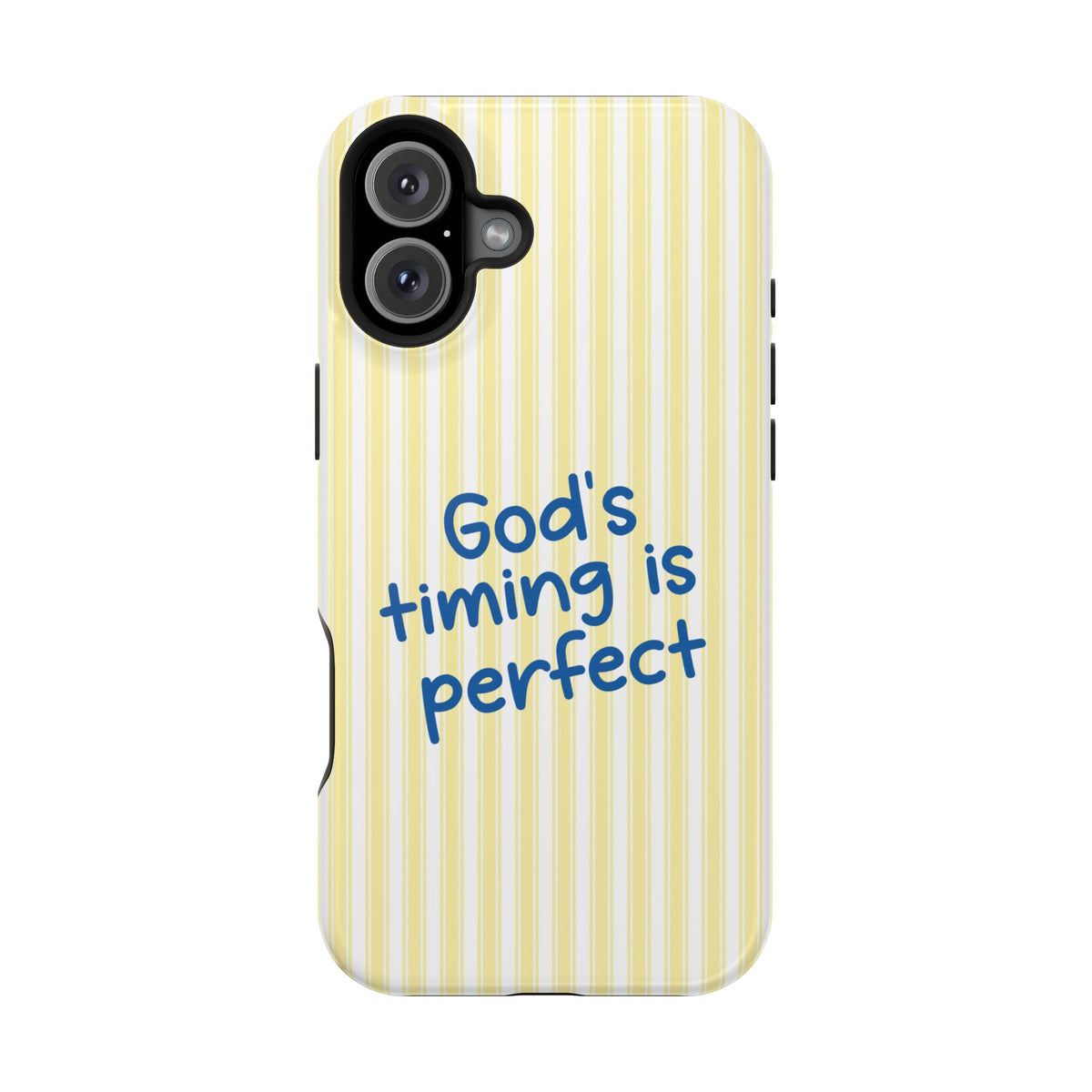 God's Timing protective phone case for iPhone 16 Plus, glossy finish