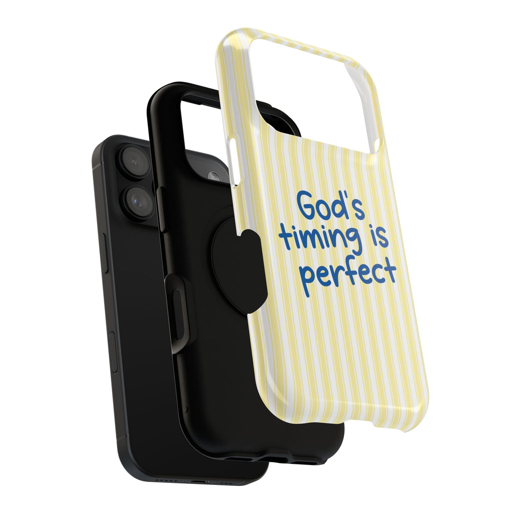 God's Timing protective phone case, close-up of the dual-layer construction