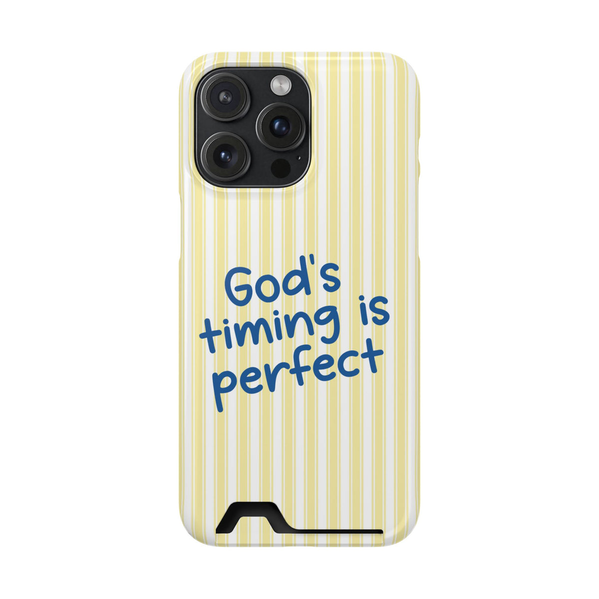God's Timing phone case with card holder for iPhone 15 Pro Max, glossy finish