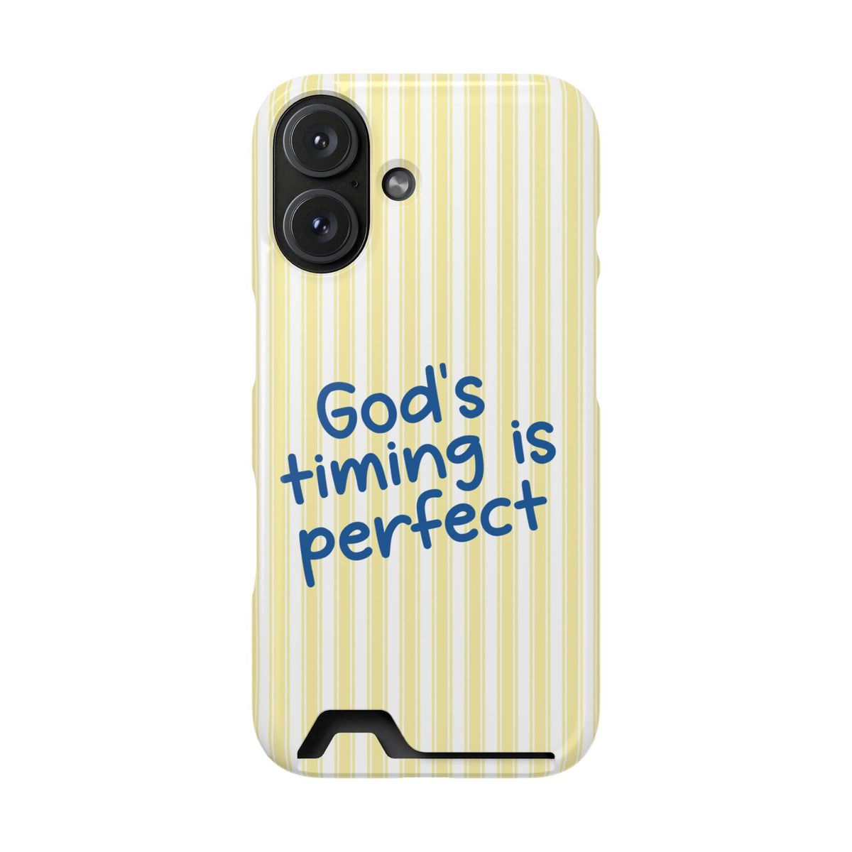 God's Timing phone case with card holder for iPhone 16, glossy finish