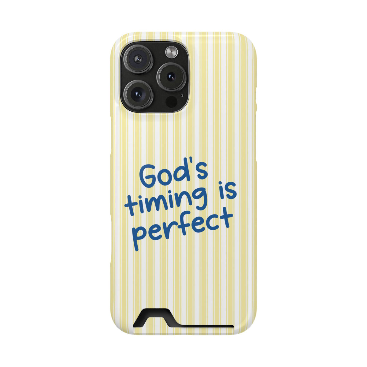 God's Timing phone case with card holder for iPhone 16 Pro Max, glossy finish