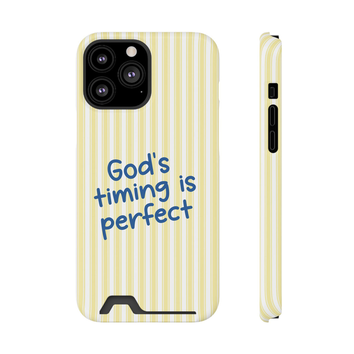 God's Timing phone case with card holder for iPhone 13 Pro Max, glossy finish