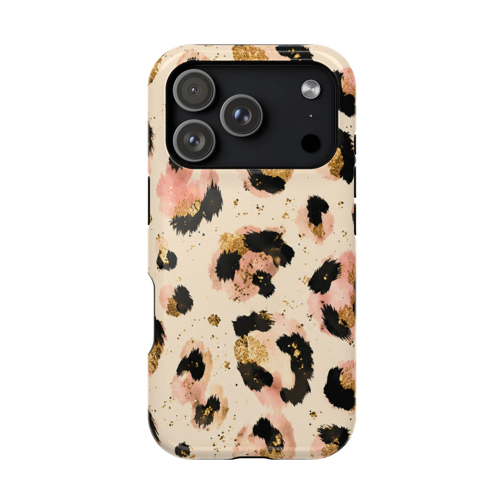Golden Leopard protective phone case for iPhone 18 Pro, glossy finish