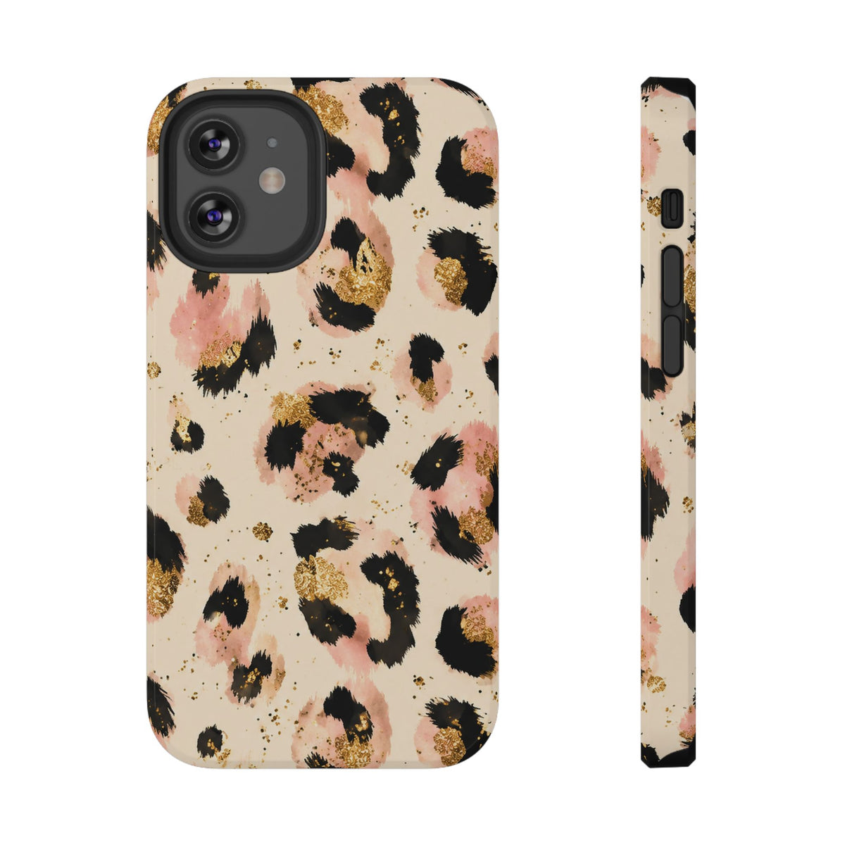 Golden Leopard protective phone case for iPhone 12 Mini, glossy finish