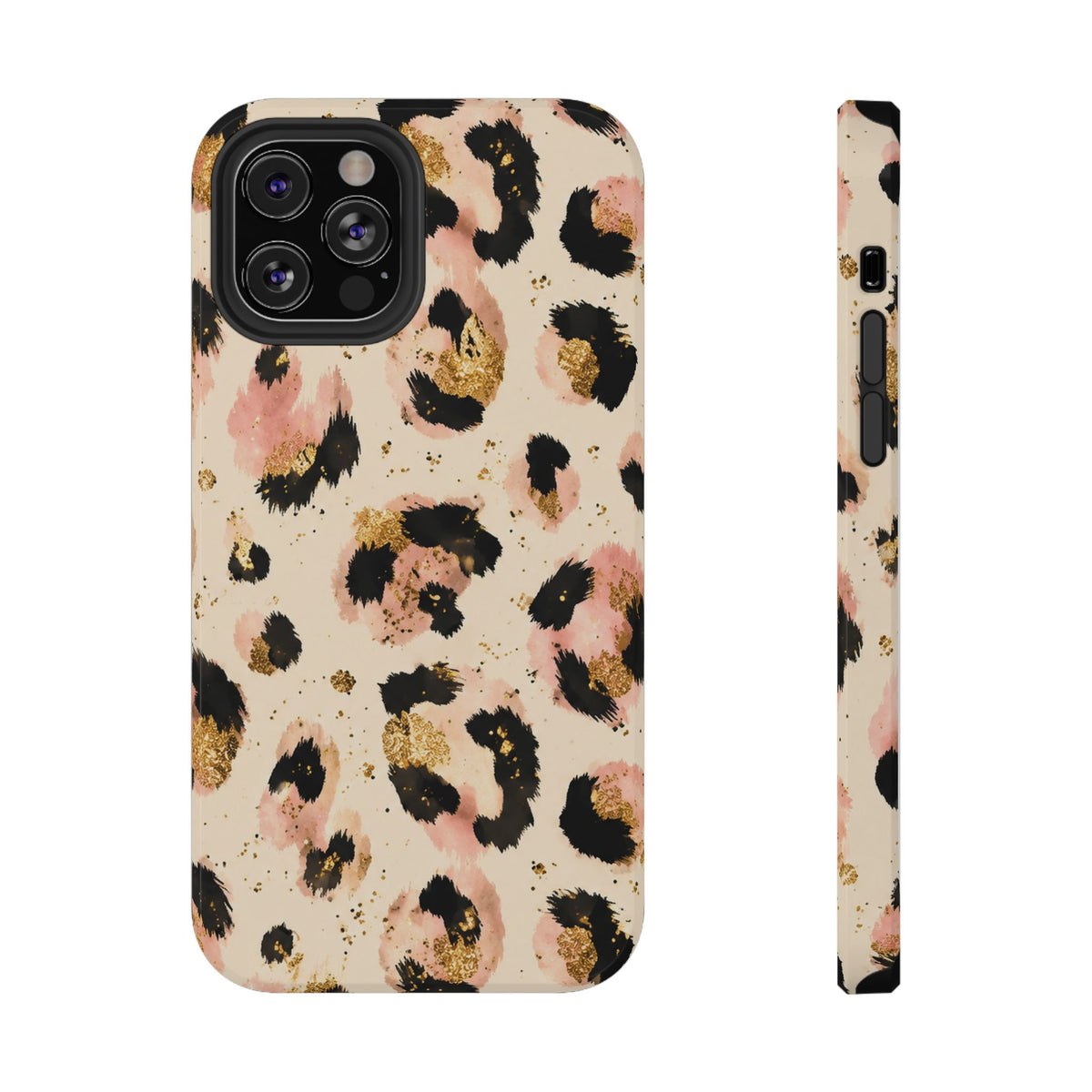 Golden Leopard protective phone case for iPhone 12 Pro, glossy finish