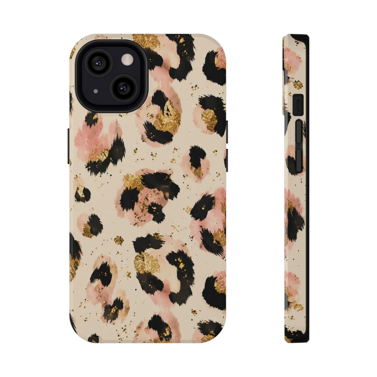 Golden Leopard protective phone case for iPhone 13, glossy finish