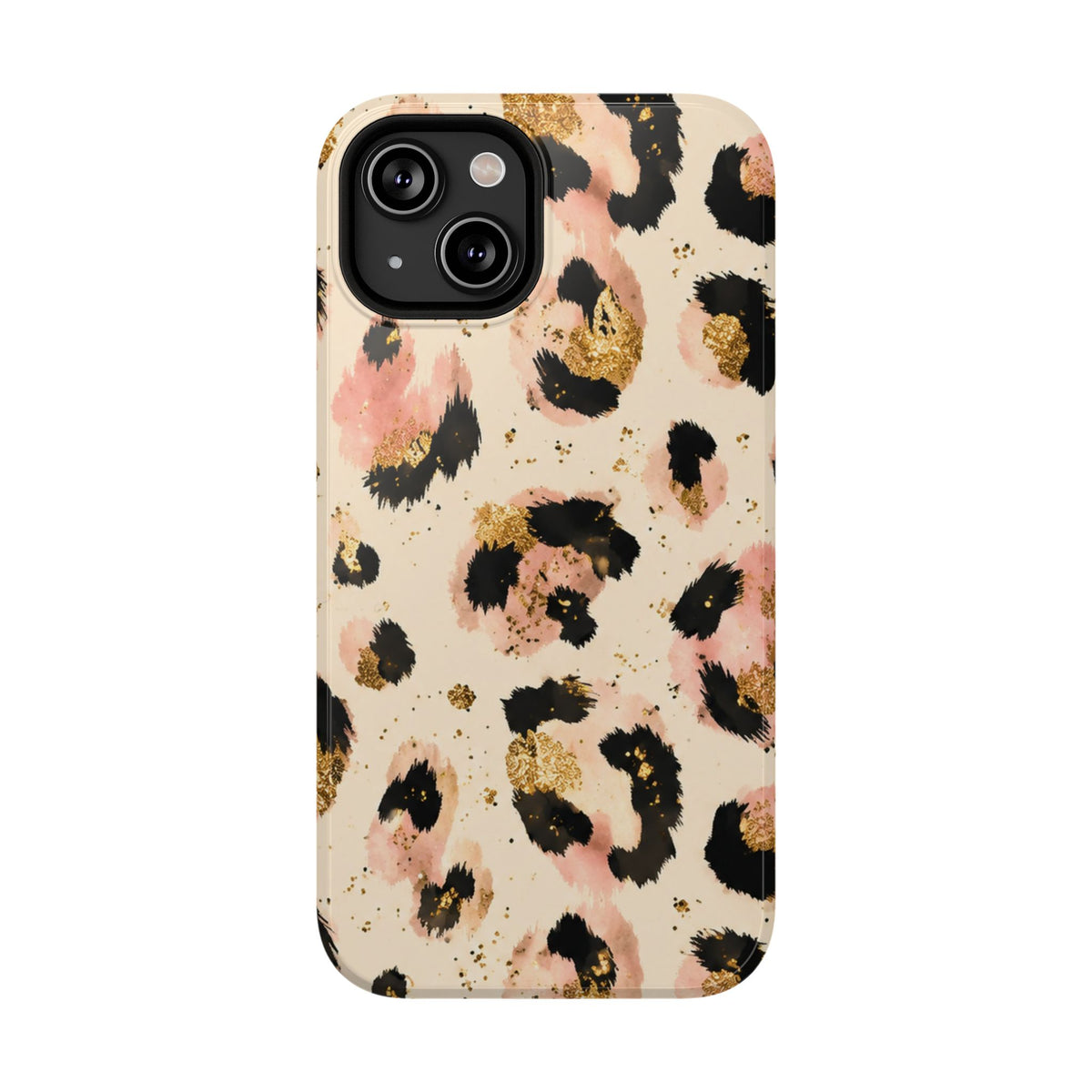 Golden Leopard protective phone case for iPhone 14, glossy finish