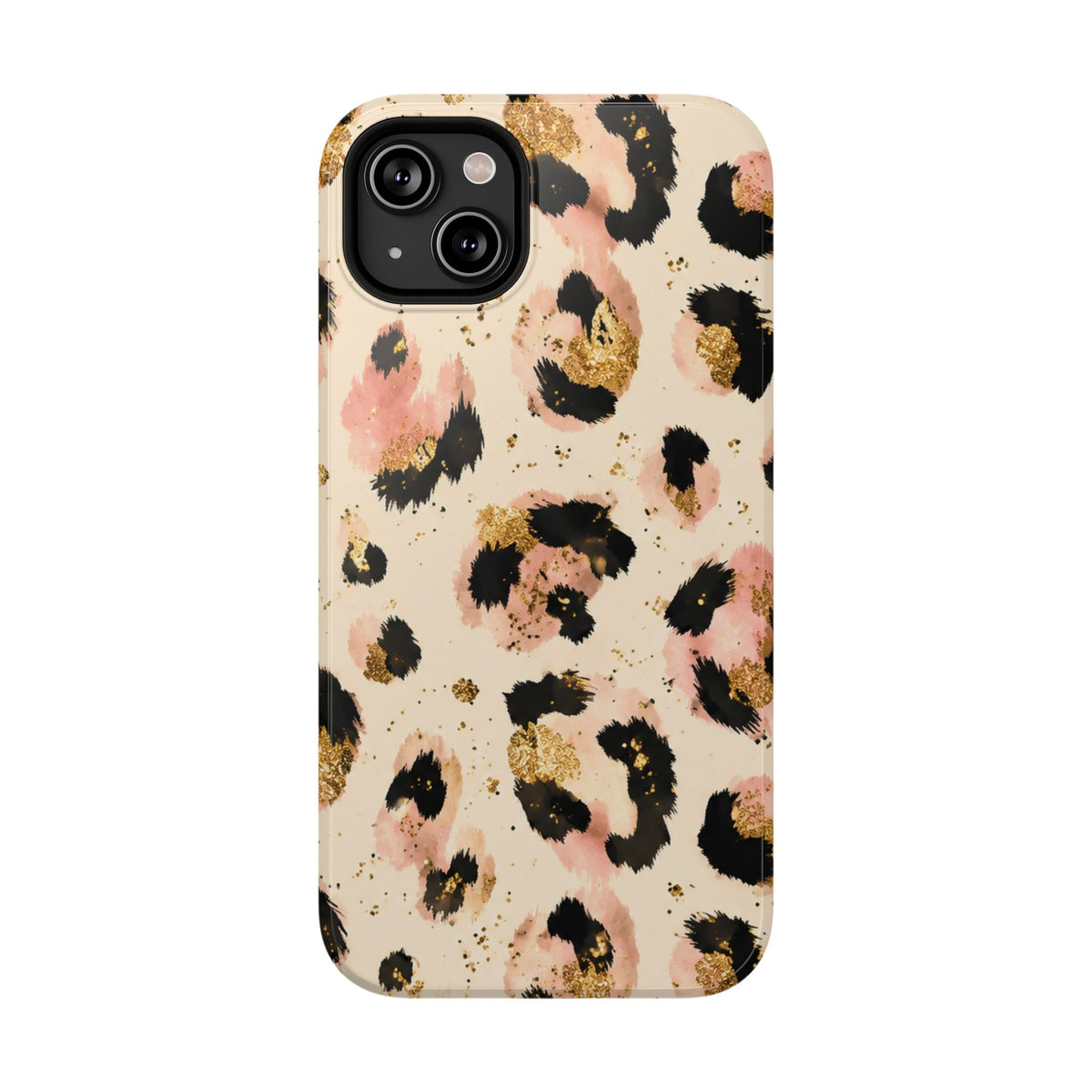 Golden Leopard protective phone case for iPhone 14 Plus, glossy finish