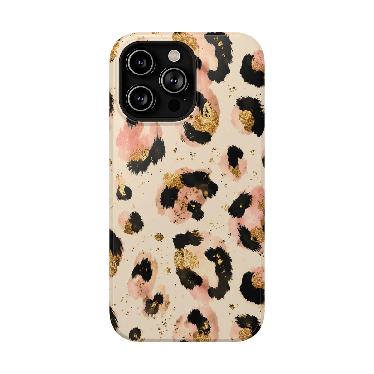 Golden Leopard protective phone case for iPhone 14 Pro Max, glossy finish