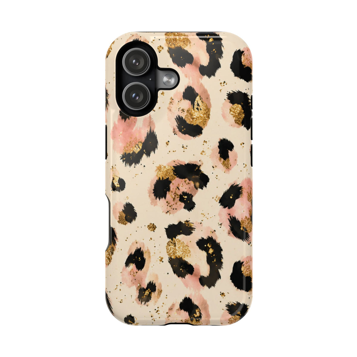 Golden Leopard protective phone case for iPhone 17, glossy finish
