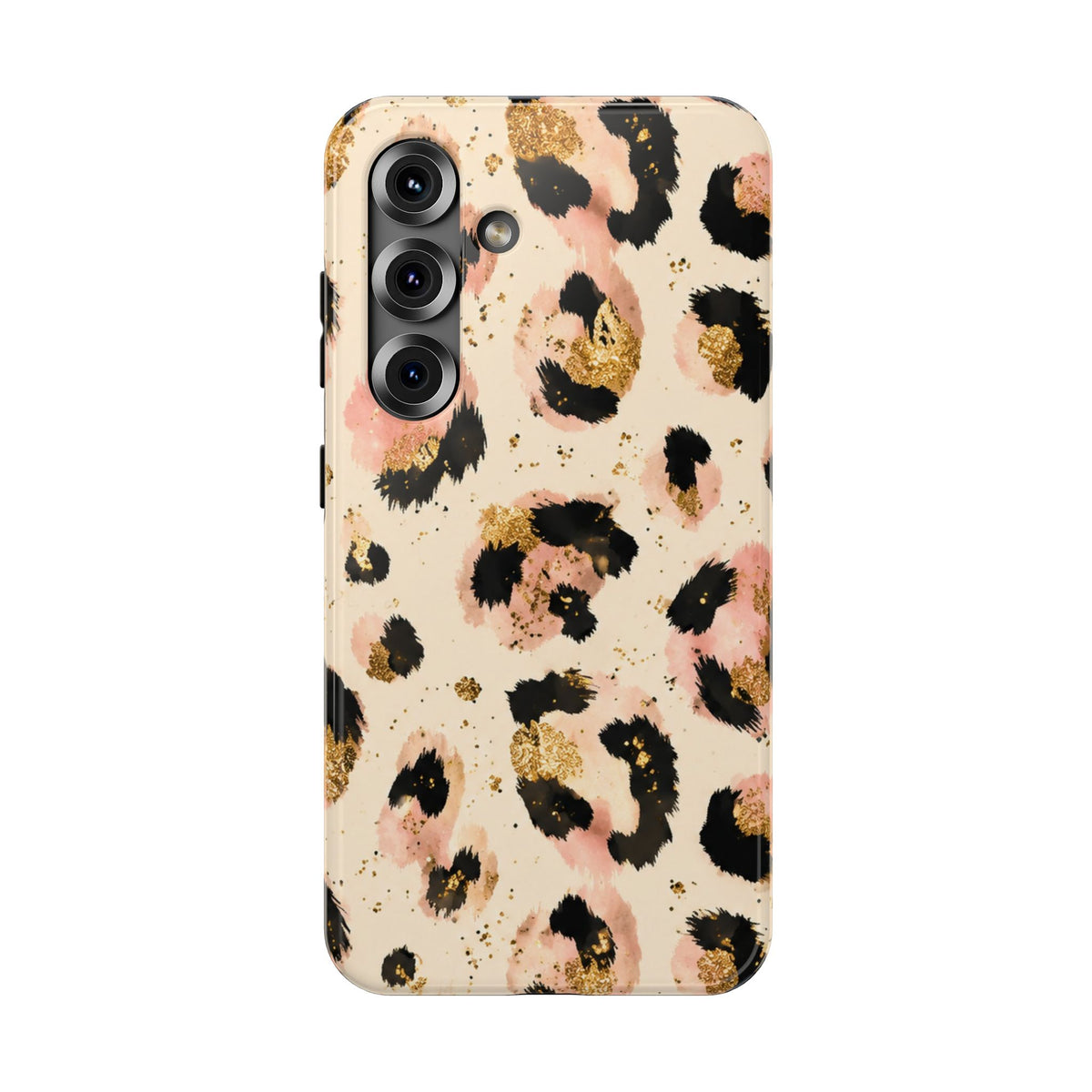 Golden Leopard protective phone case for Samsung Galaxy S25, glossy finish