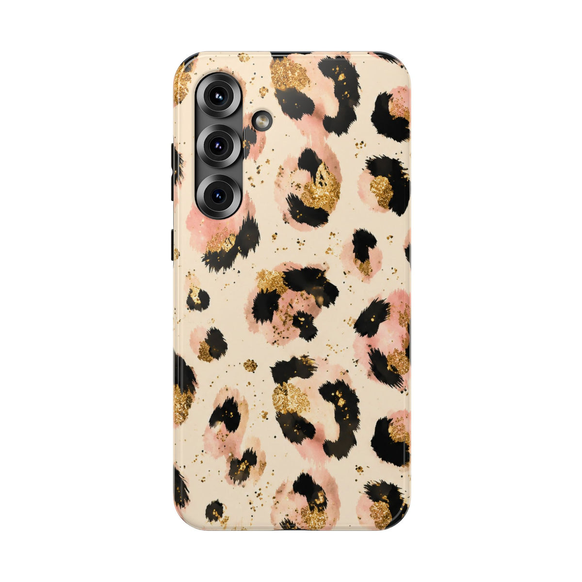 Golden Leopard protective phone case for Samsung Galaxy S25 Plus, glossy finish