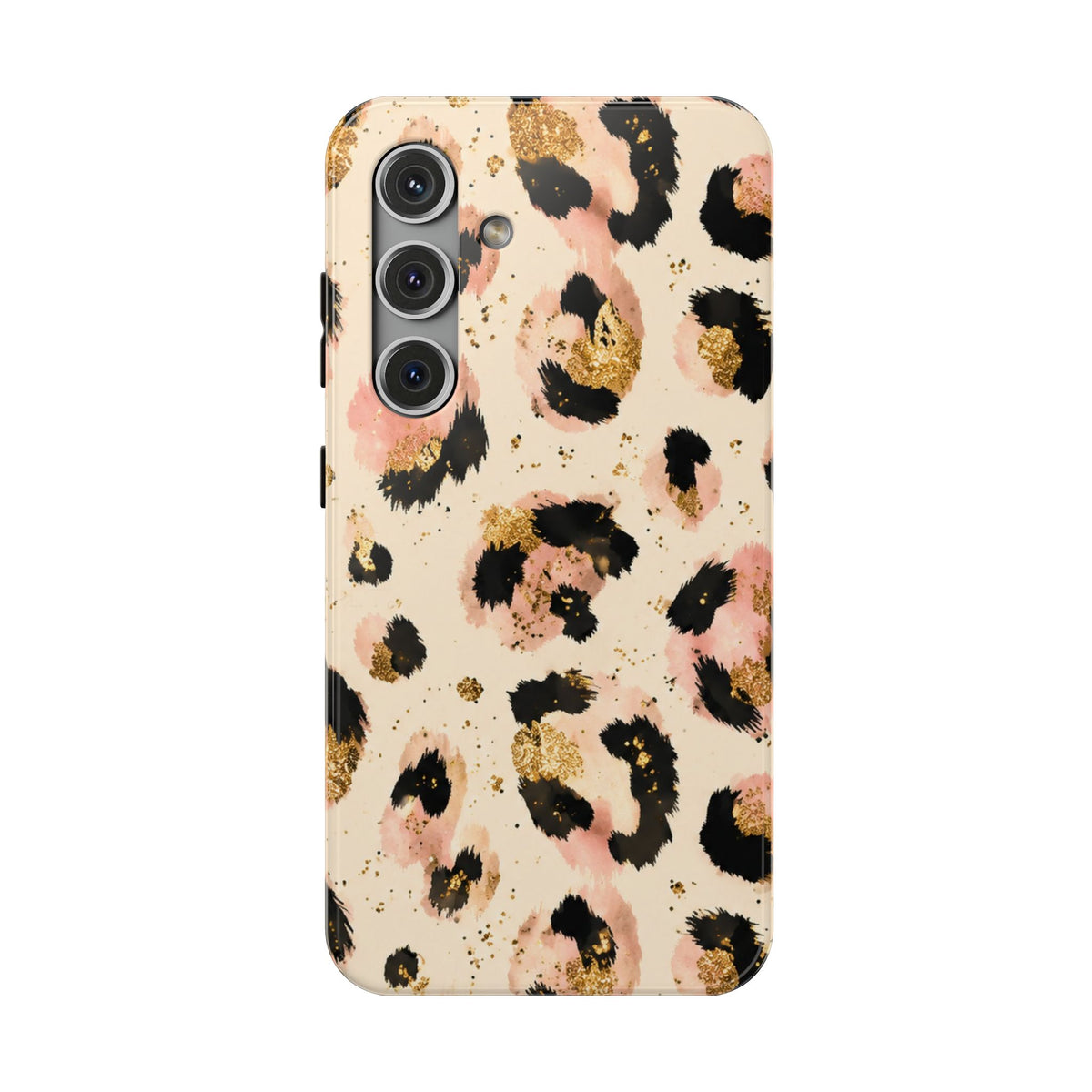 Golden Leopard protective phone case for Samsung Galaxy S24, glossy finish