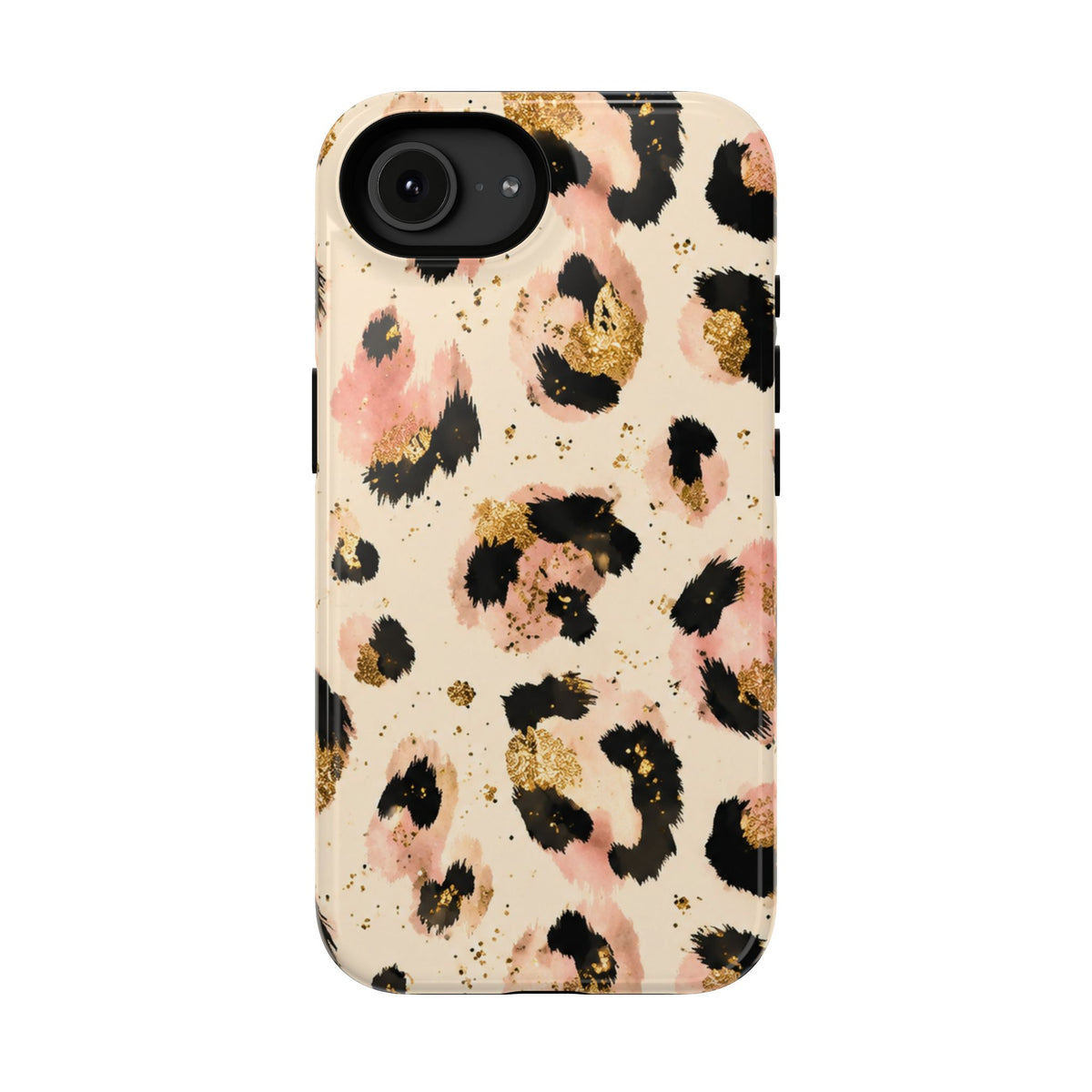 Golden Leopard protective phone case for iPhone 16e, glossy finish