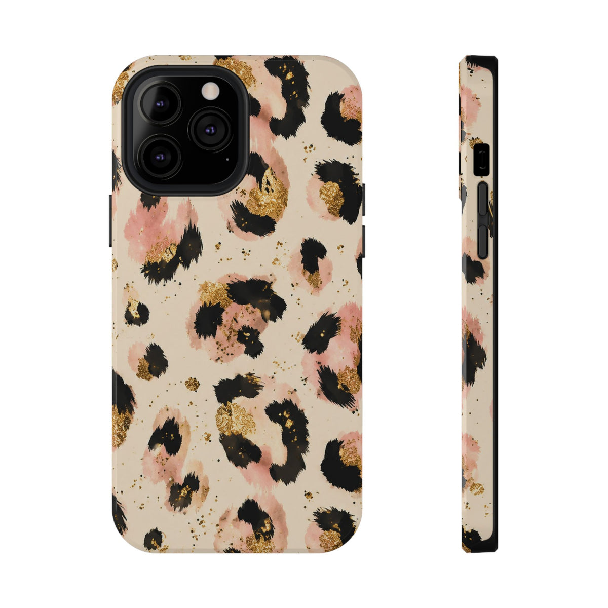 Golden Leopard protective phone case for iPhone 13 Pro Max, glossy finish