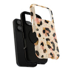 Golden Leopard protective phone case, close-up of the dual-layer construction