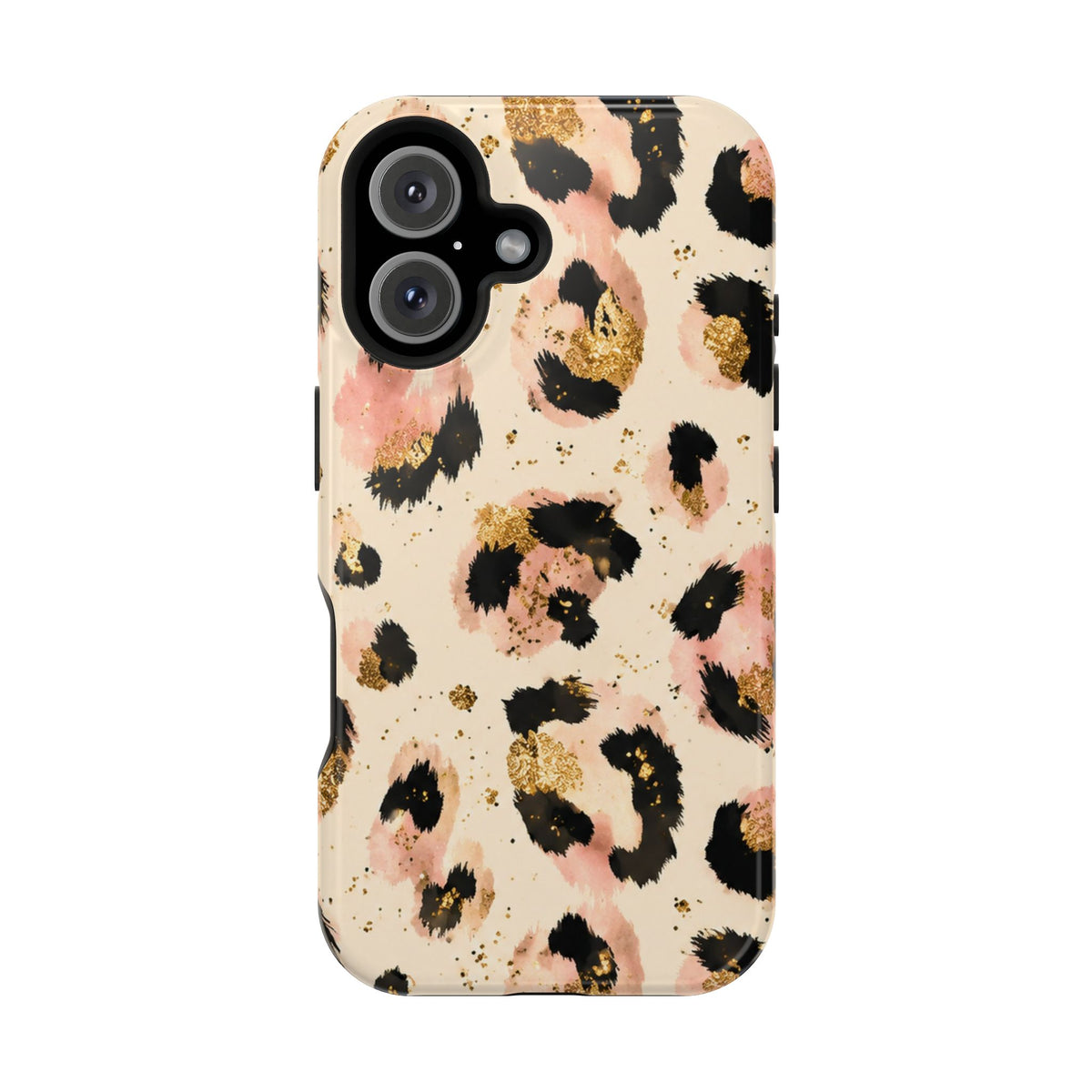 Golden Leopard MagSafe case for iPhone 16, glossy finish