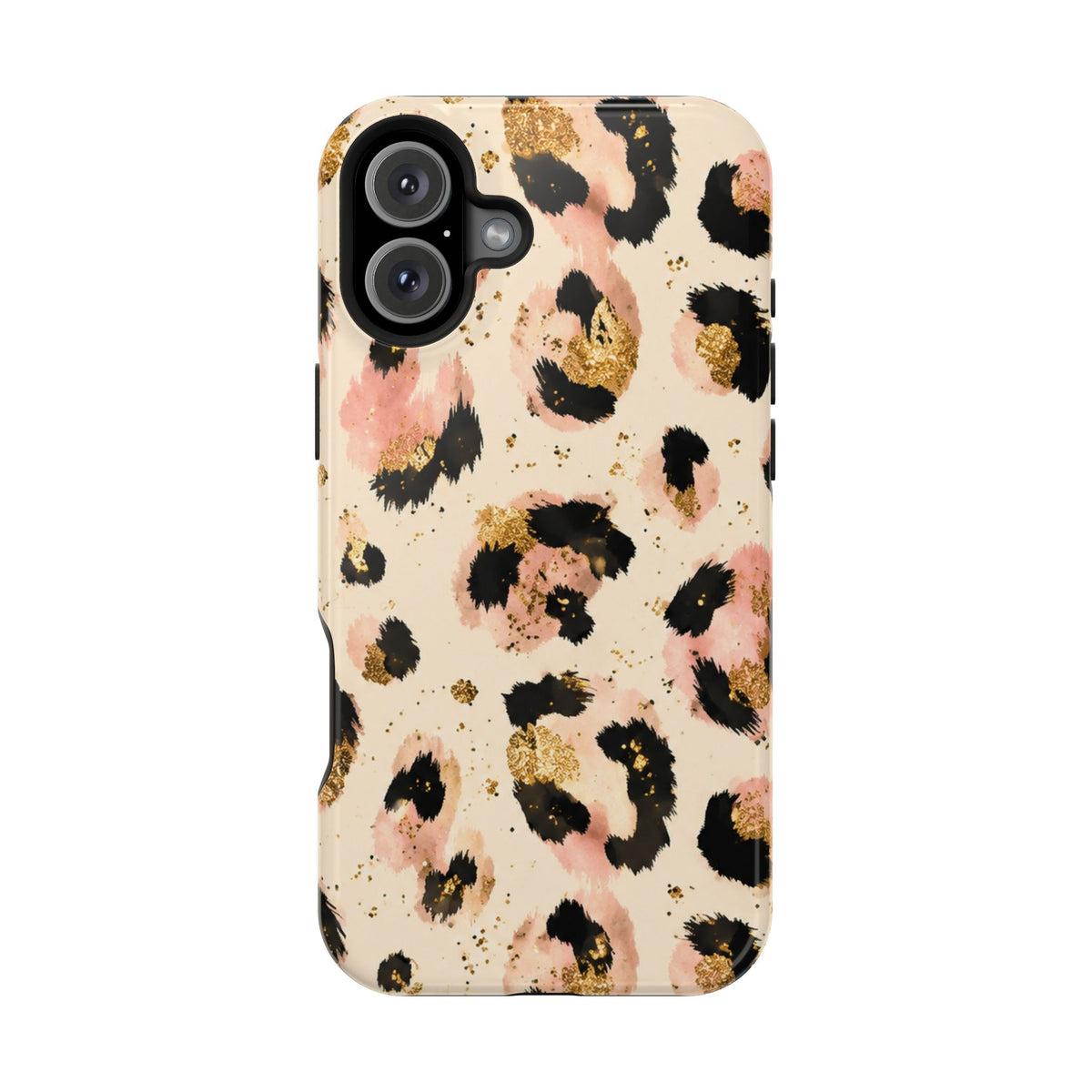 Golden Leopard MagSafe case for iPhone 16 Plus, glossy finish