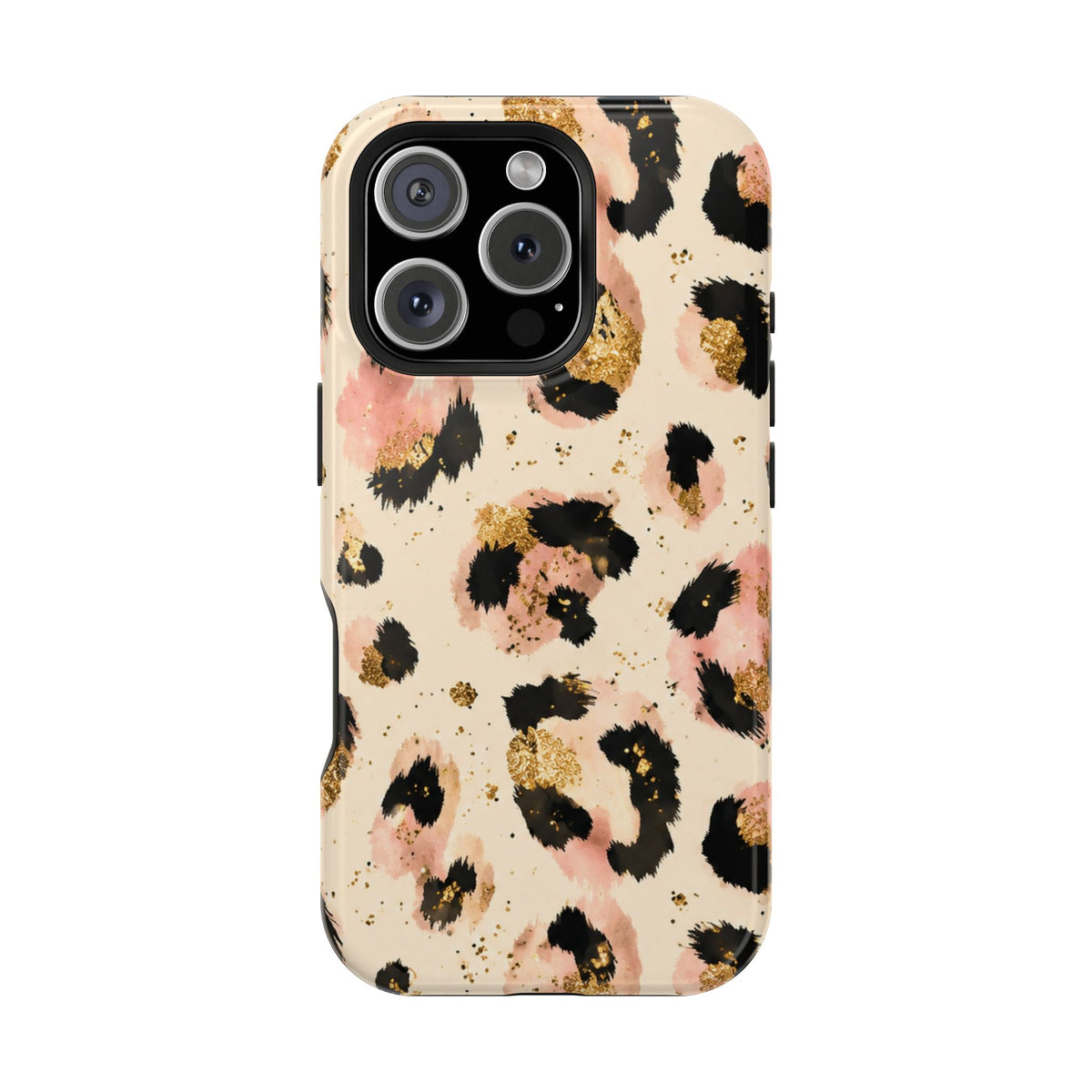 Golden Leopard MagSafe case for iPhone 16 Pro, glossy finish