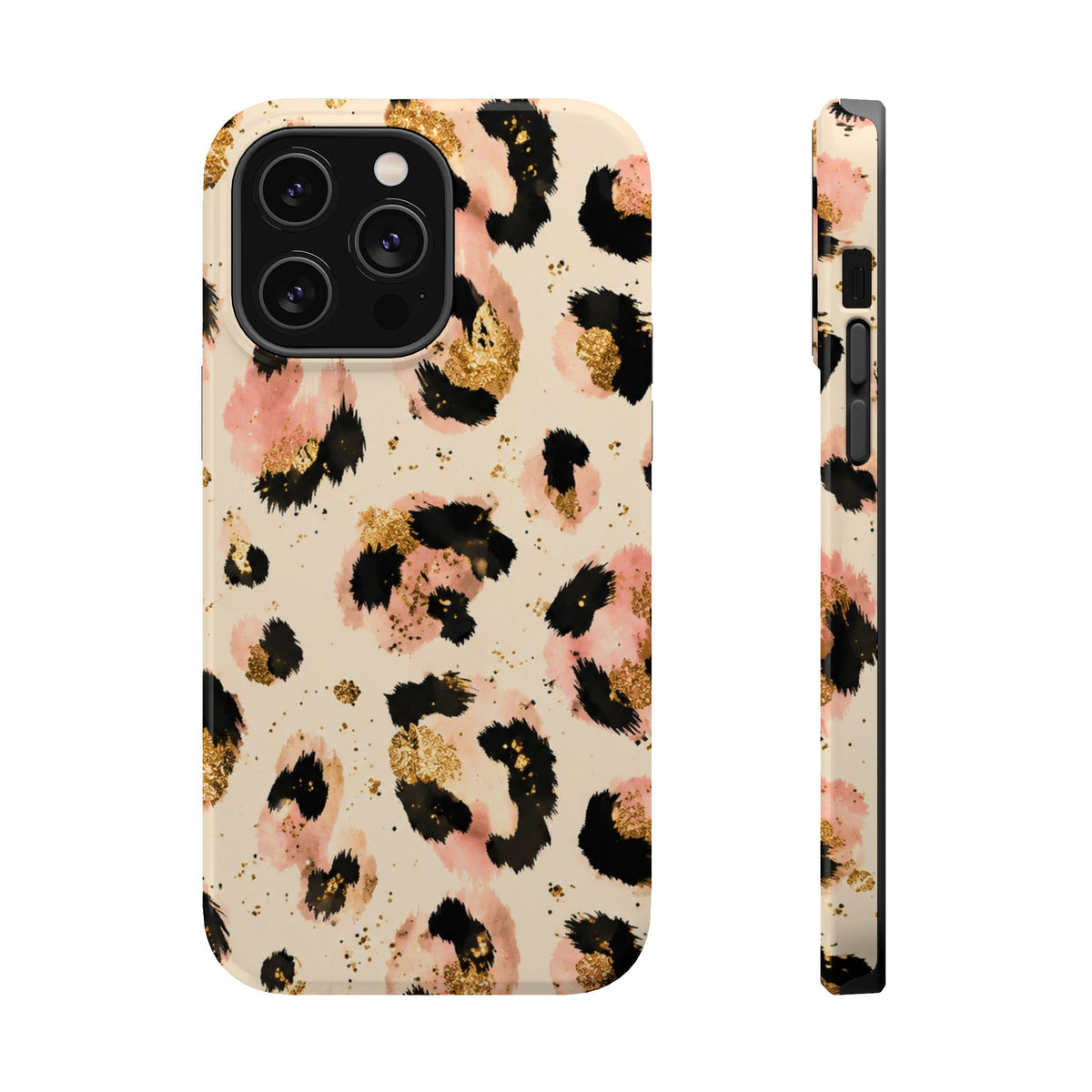 Golden Leopard MagSafe case for iPhone 14 Pro Max, glossy finish