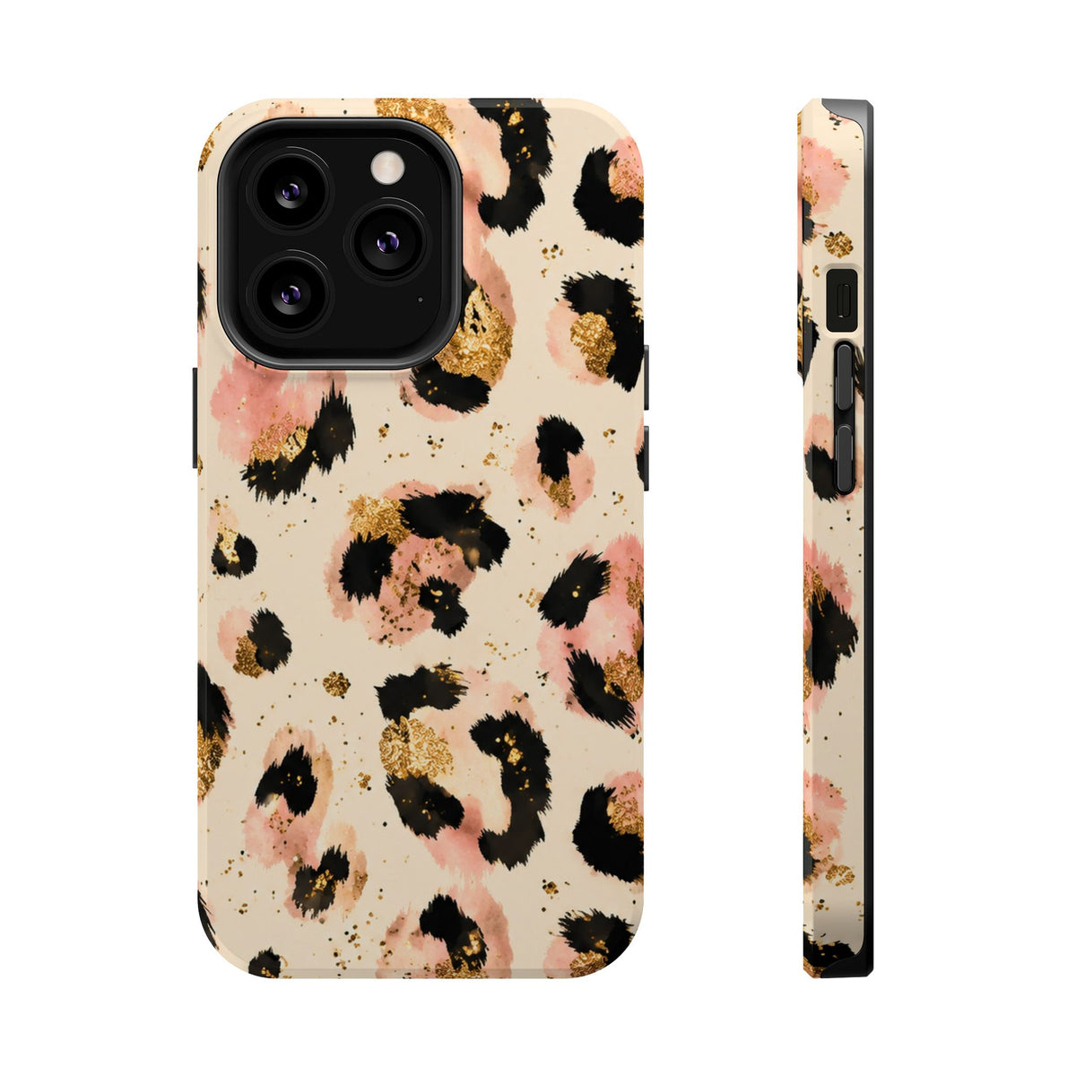 Golden Leopard MagSafe case for iPhone 13 Pro, glossy finish