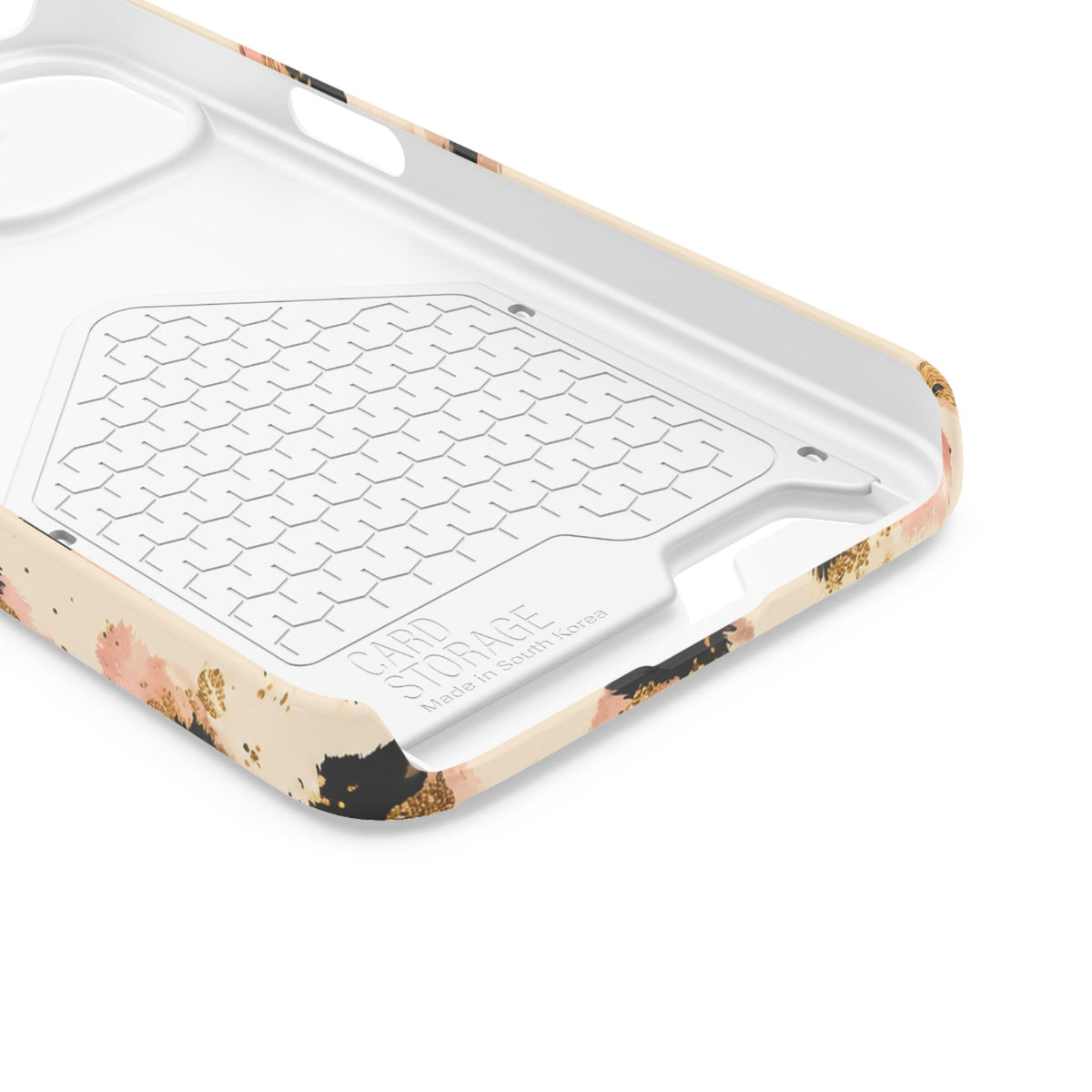 Golden Leopard phone case with card holder for iPhone 13, glossy finish
