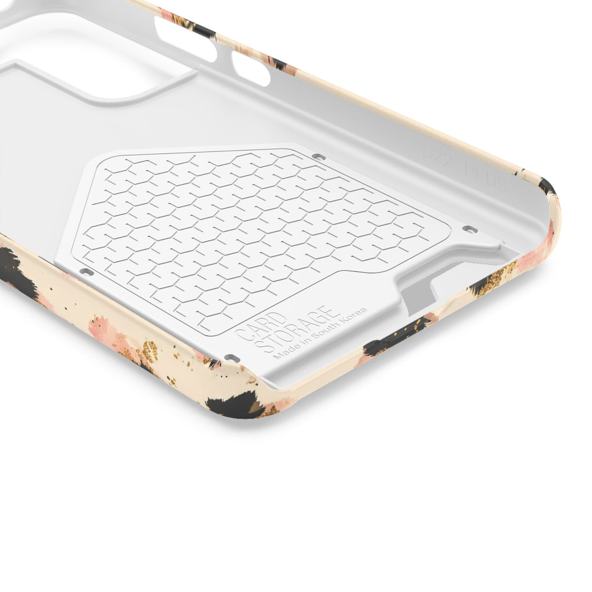 Golden Leopard phone case with card holder, close-up of the inside