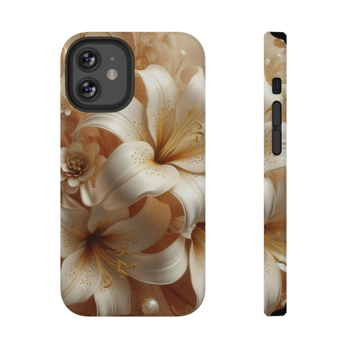 Golden Lily protective phone case for iPhone 12 Mini, glossy finish